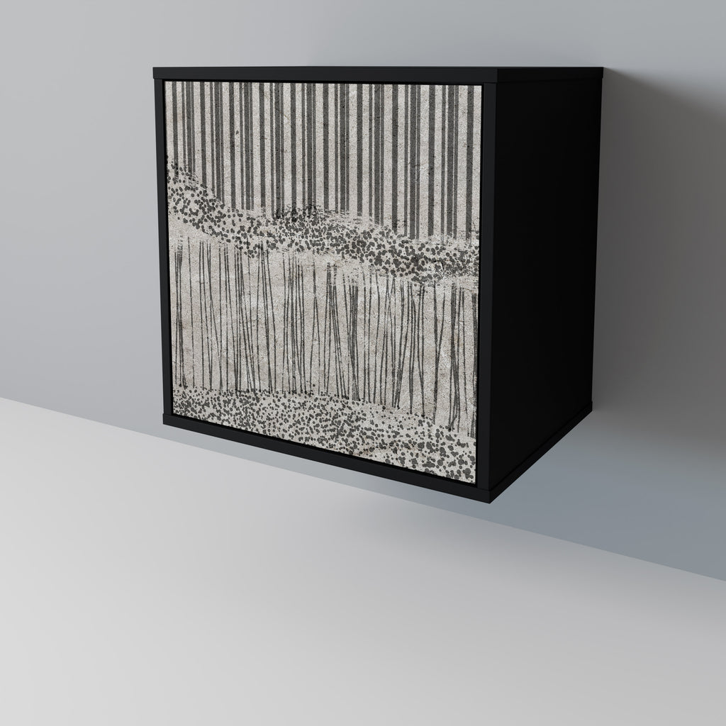 Aparador de una puerta GRAIN LINES en acabado negro