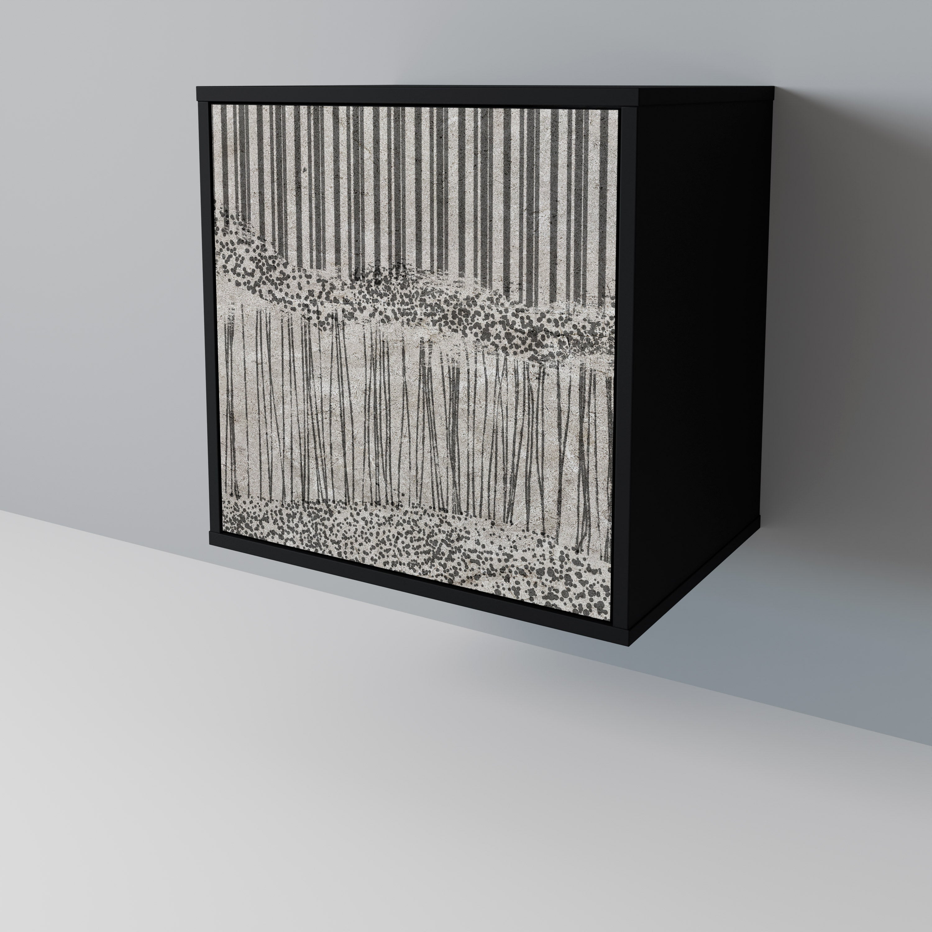 Aparador de una puerta GRAIN LINES en acabado negro