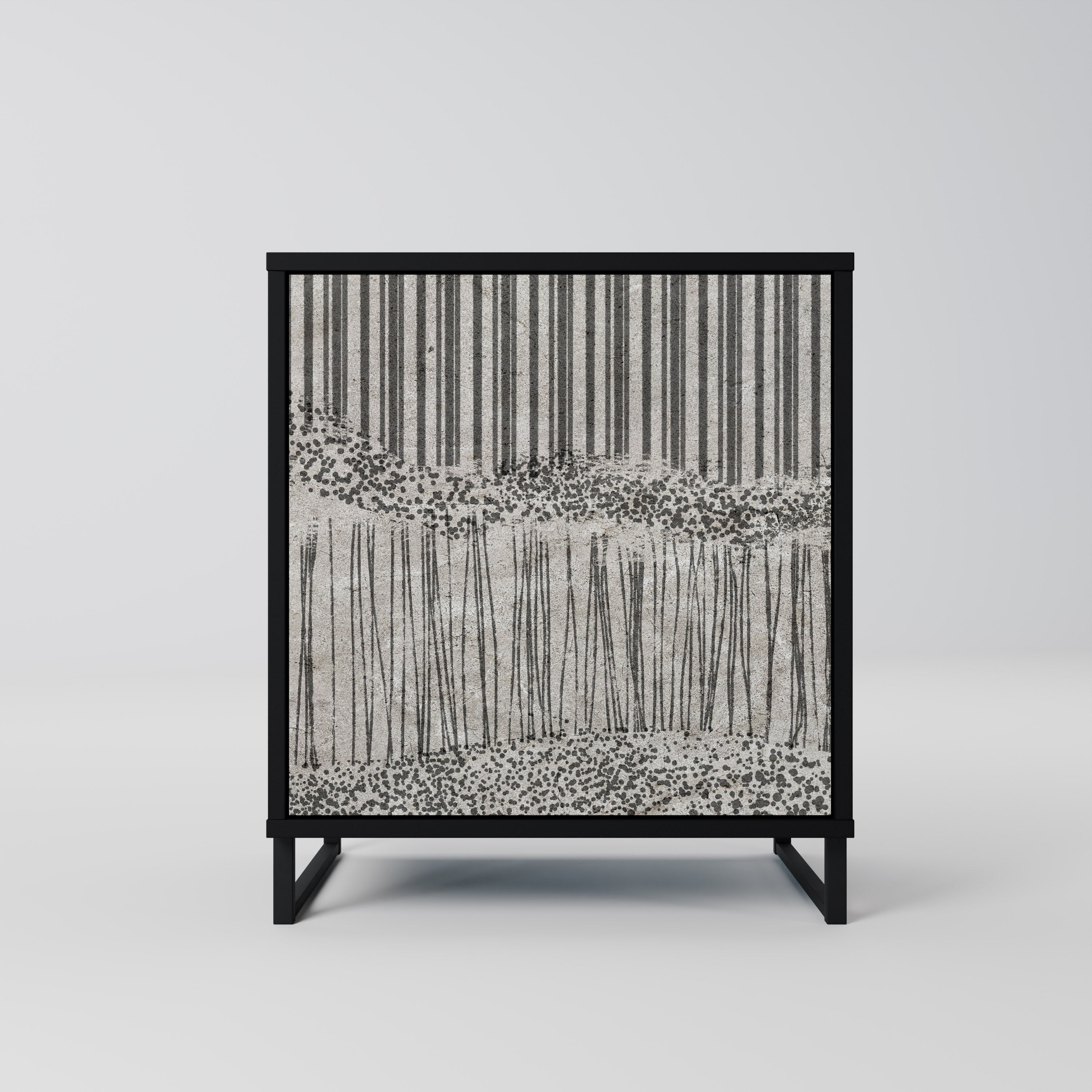 Aparador de una puerta GRAIN LINES en acabado negro