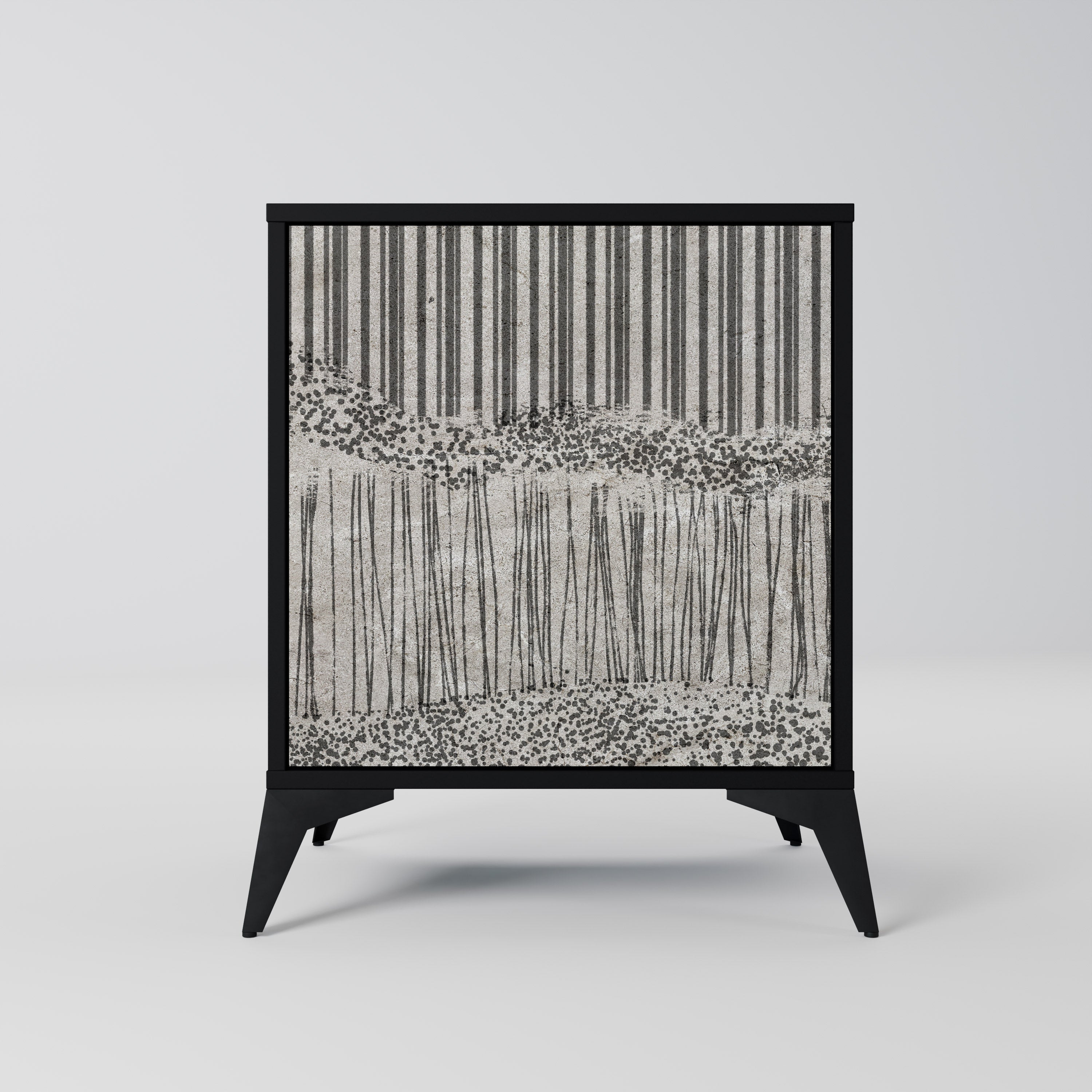 Aparador de una puerta GRAIN LINES en acabado negro