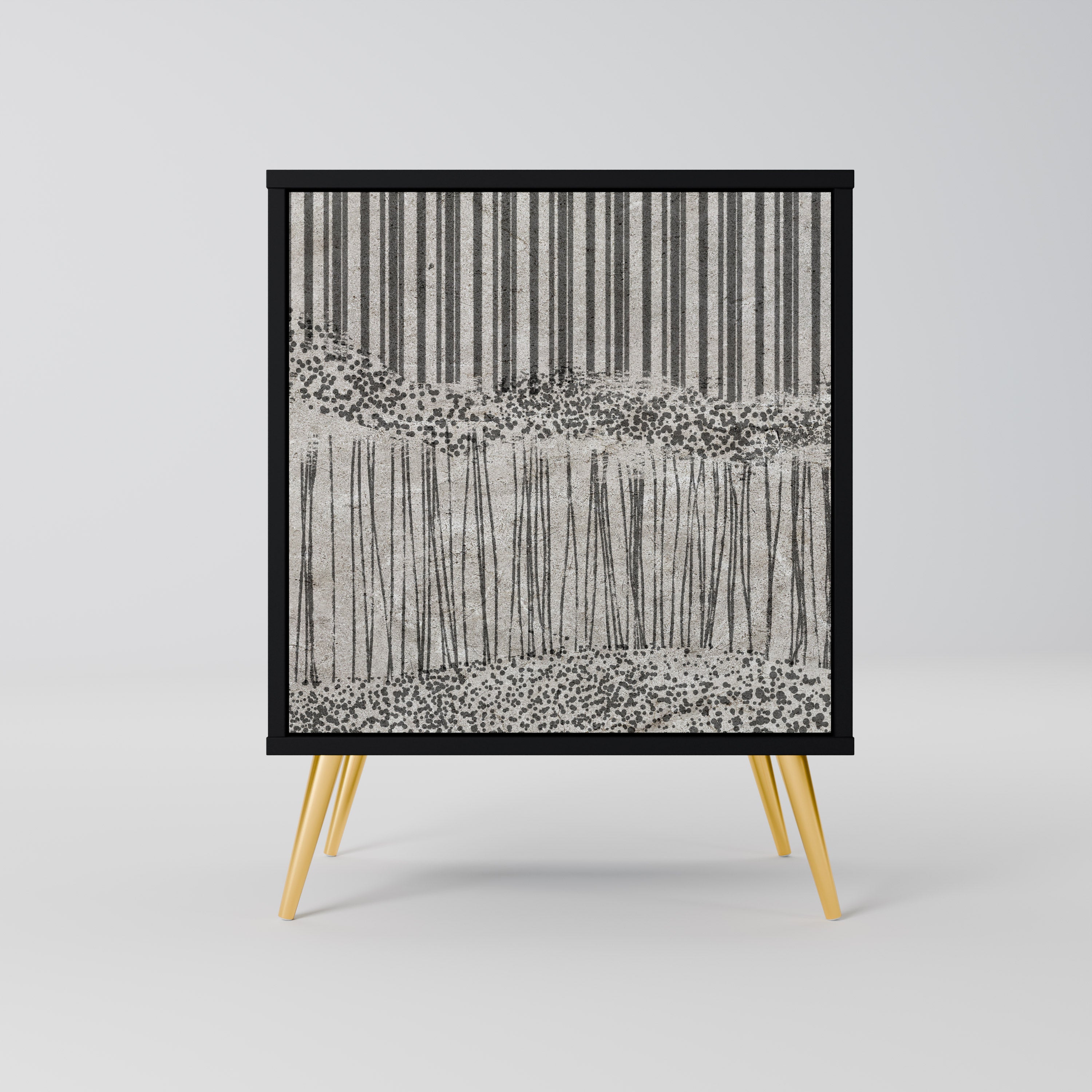 Aparador de una puerta GRAIN LINES en acabado negro