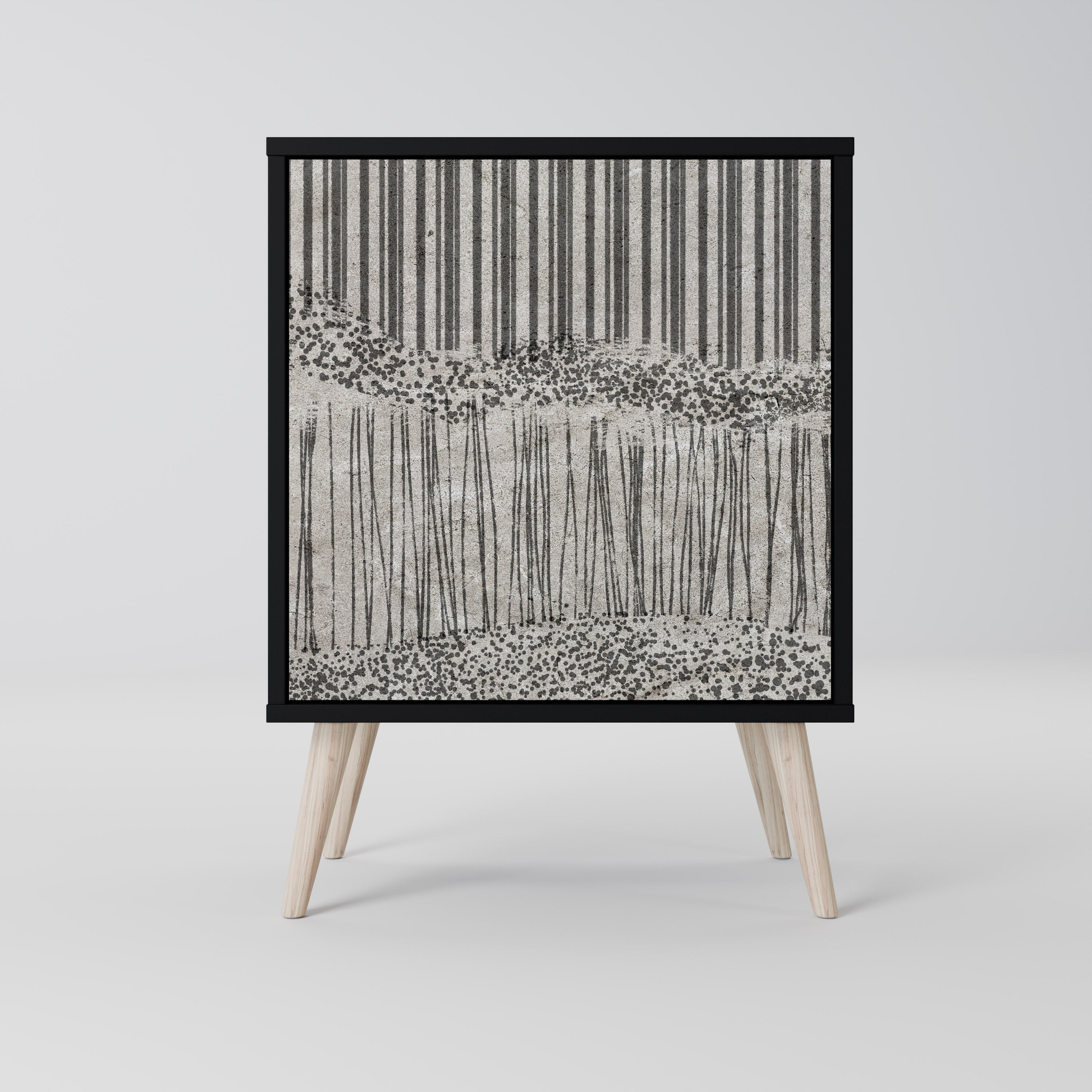 Aparador de una puerta GRAIN LINES en acabado negro