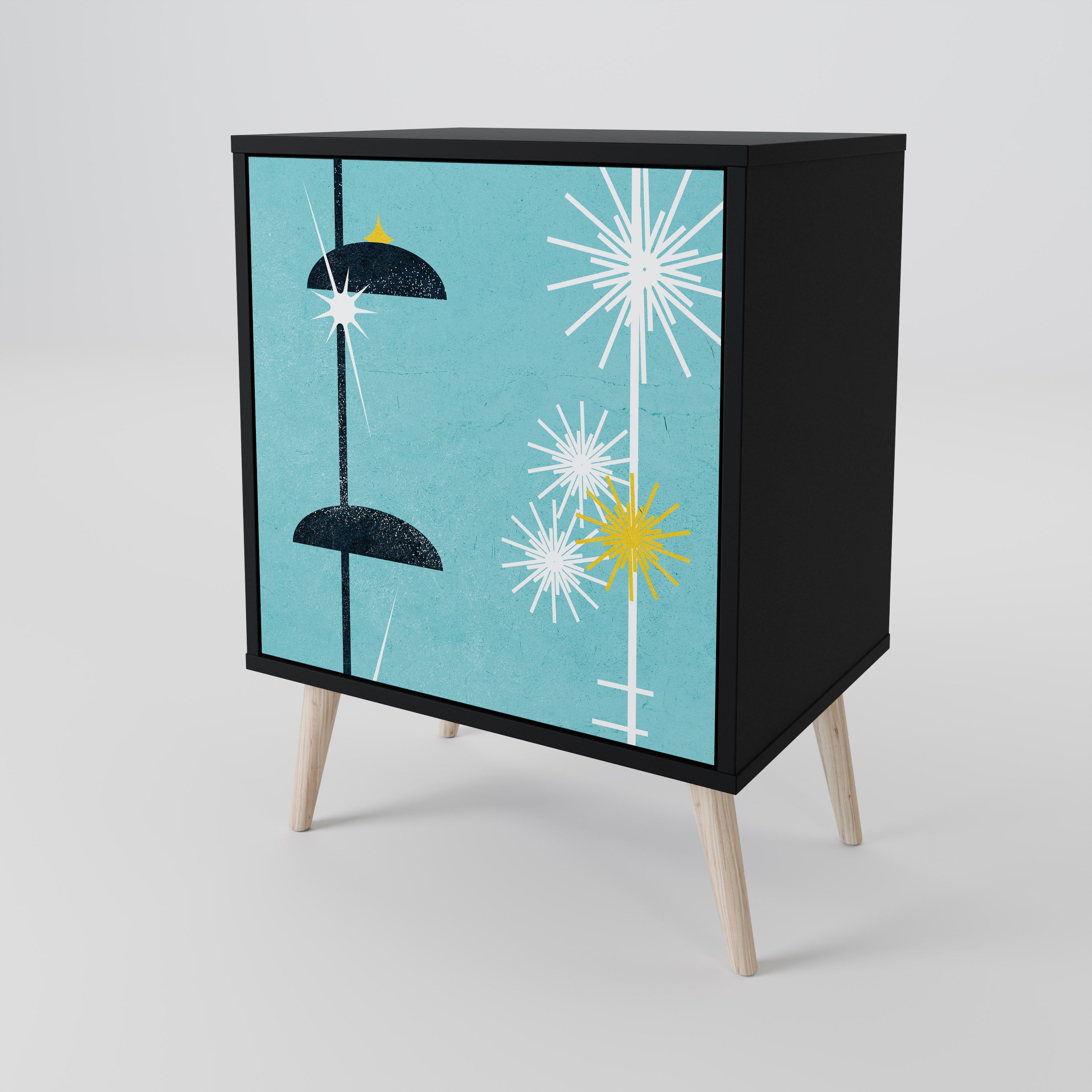 Aparador de 1 puerta PATHS TO HAPPINESS en acabado negro