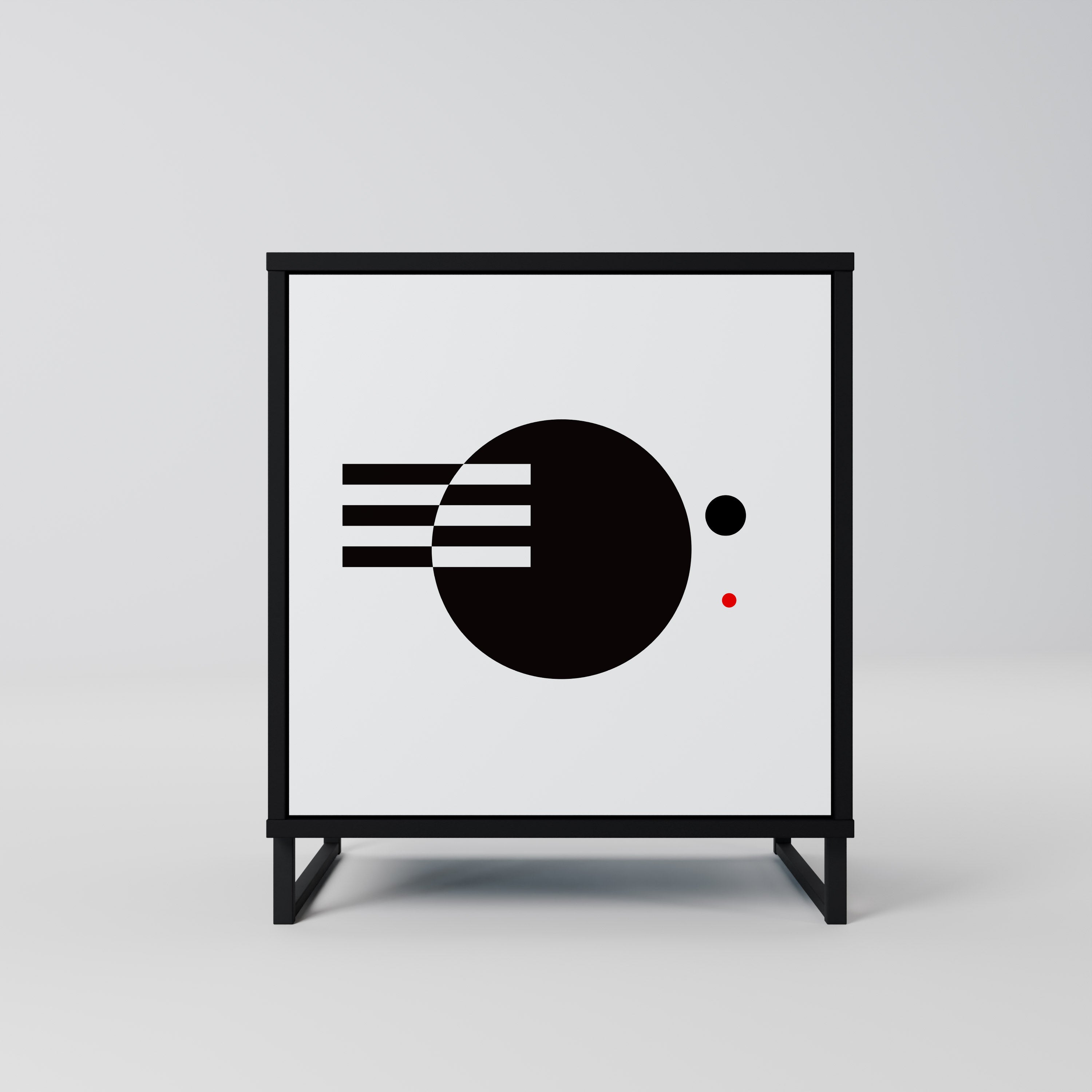 BLACK AND WHITE COMBINATION 1-Door Sideboard in Black Finish