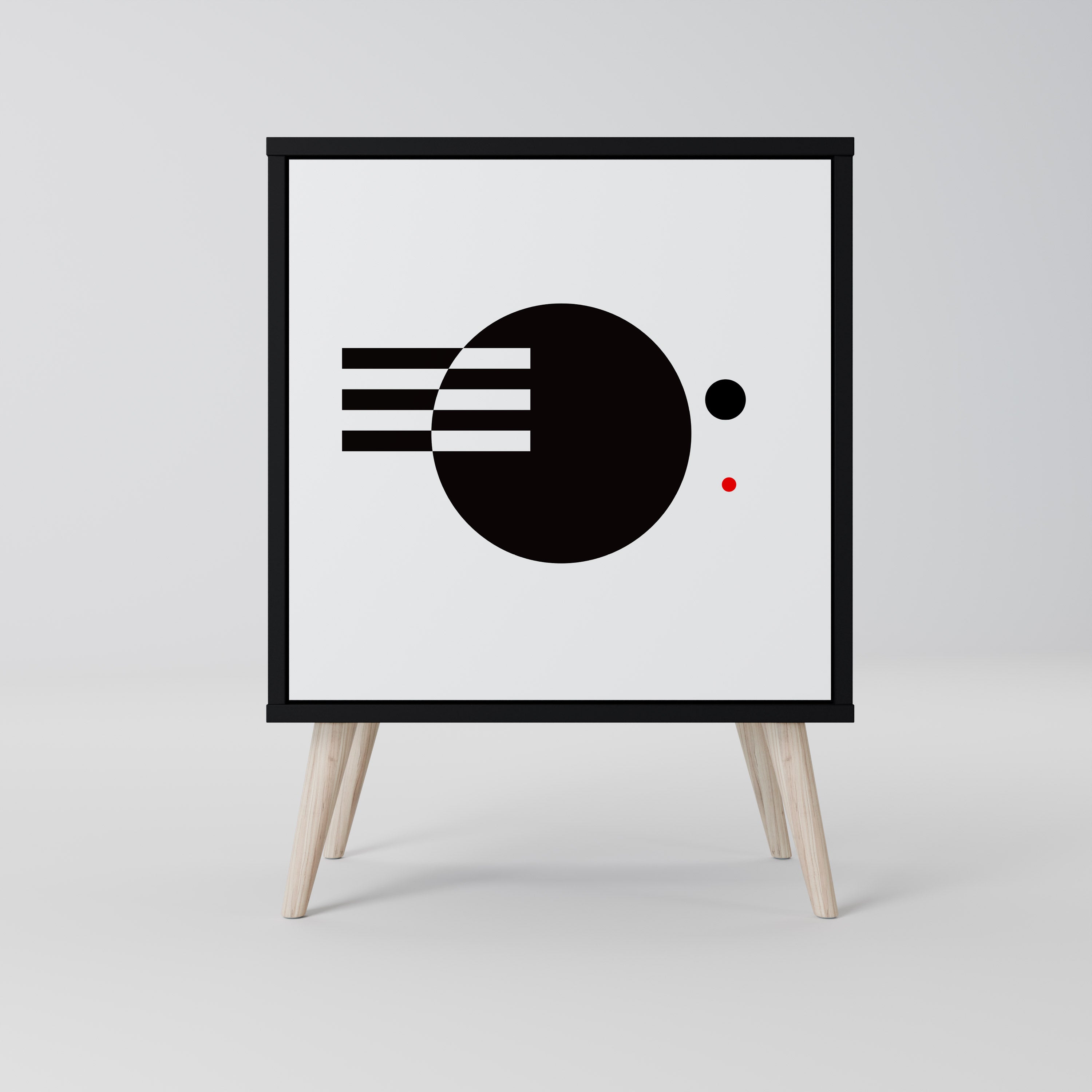 BLACK AND WHITE COMBINATION 1-Door Sideboard in Black Finish