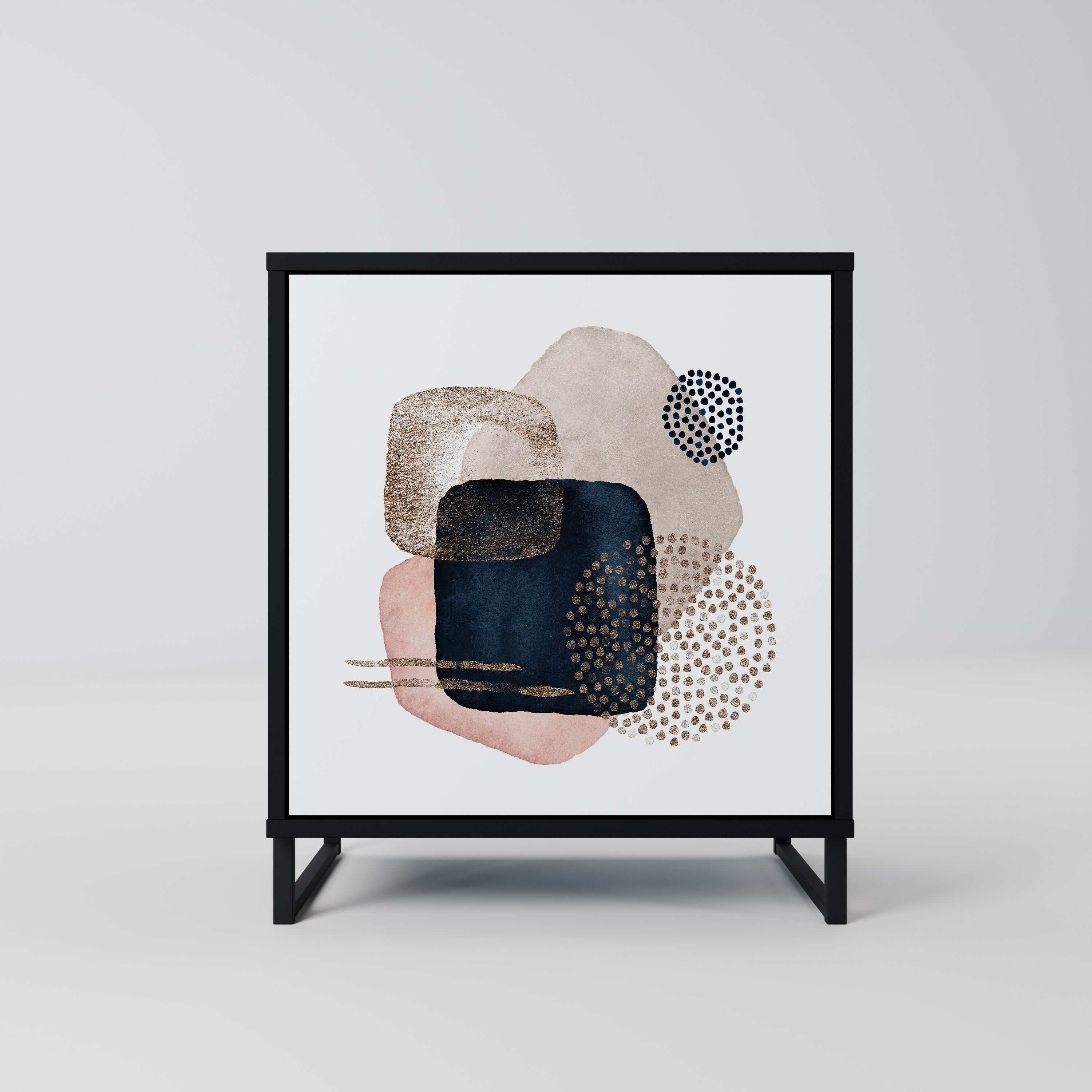 Aparador de 1 puerta COLORFUL SHAPES en acabado negro