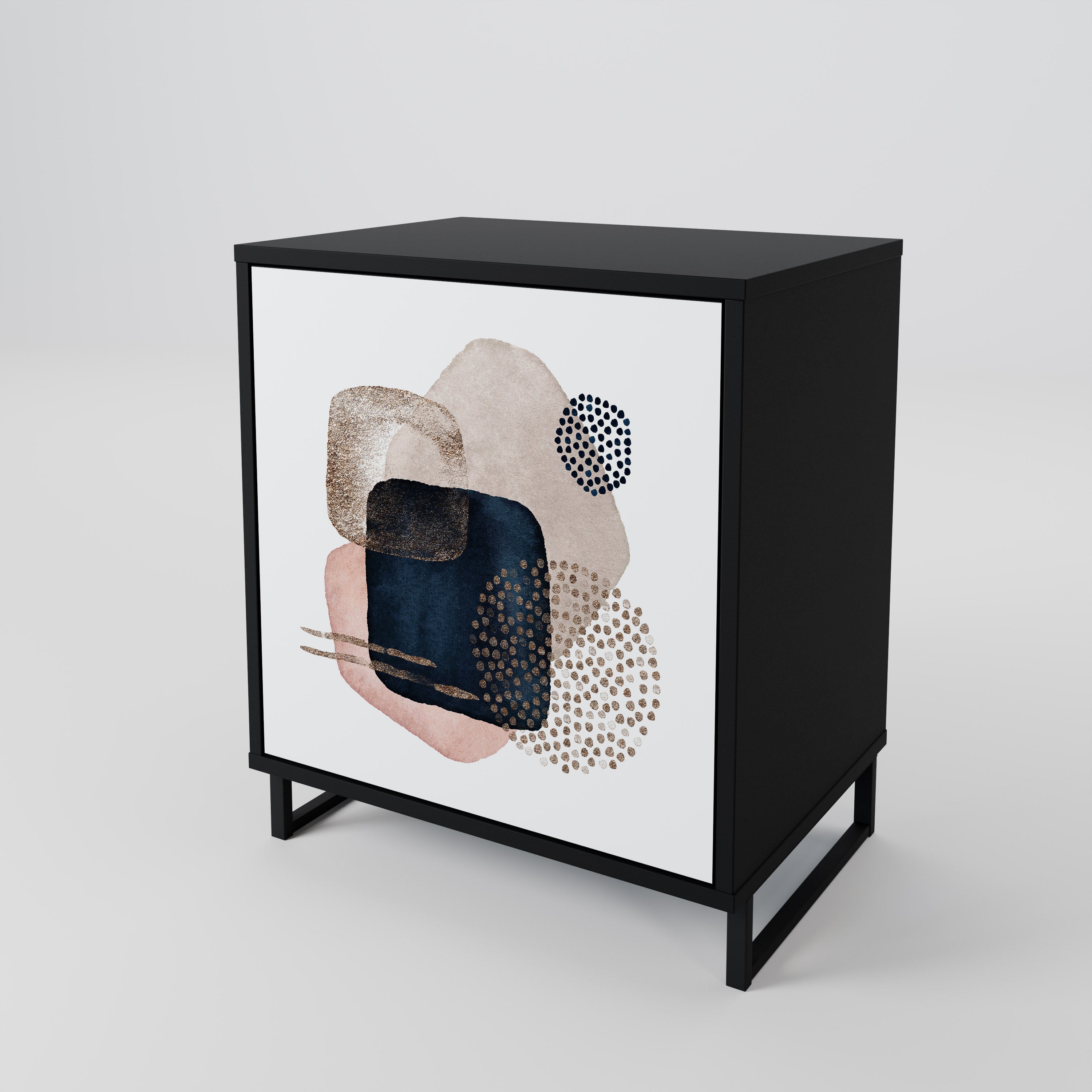 Aparador de 1 puerta COLORFUL SHAPES en acabado negro