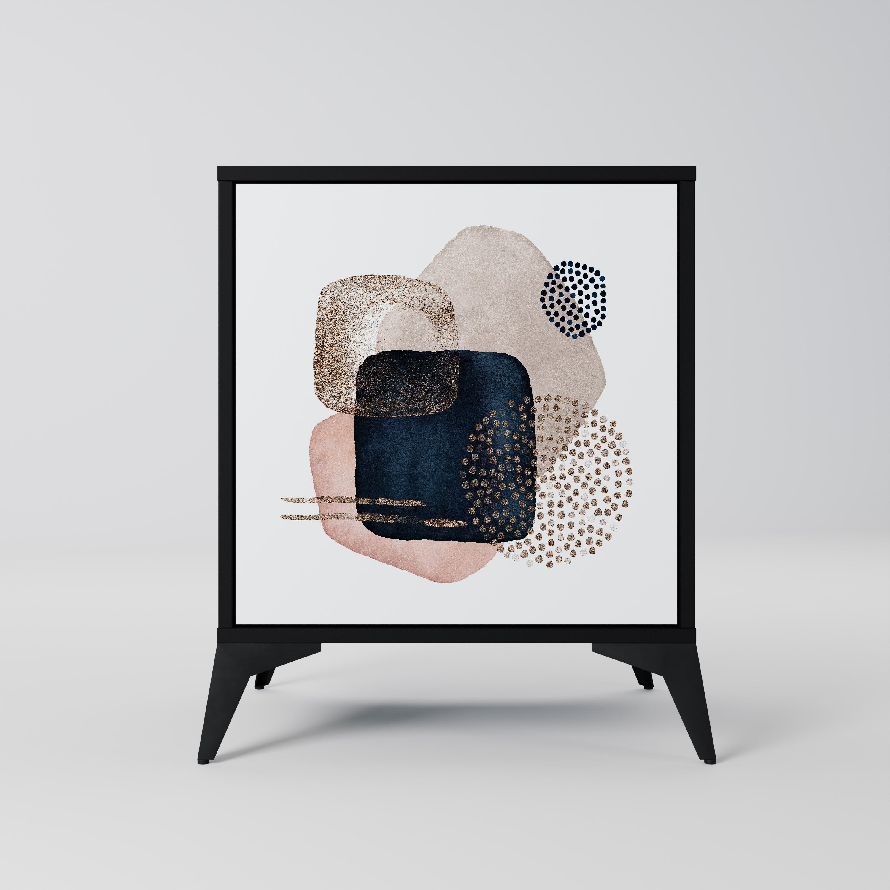 Aparador de 1 puerta COLORFUL SHAPES en acabado negro