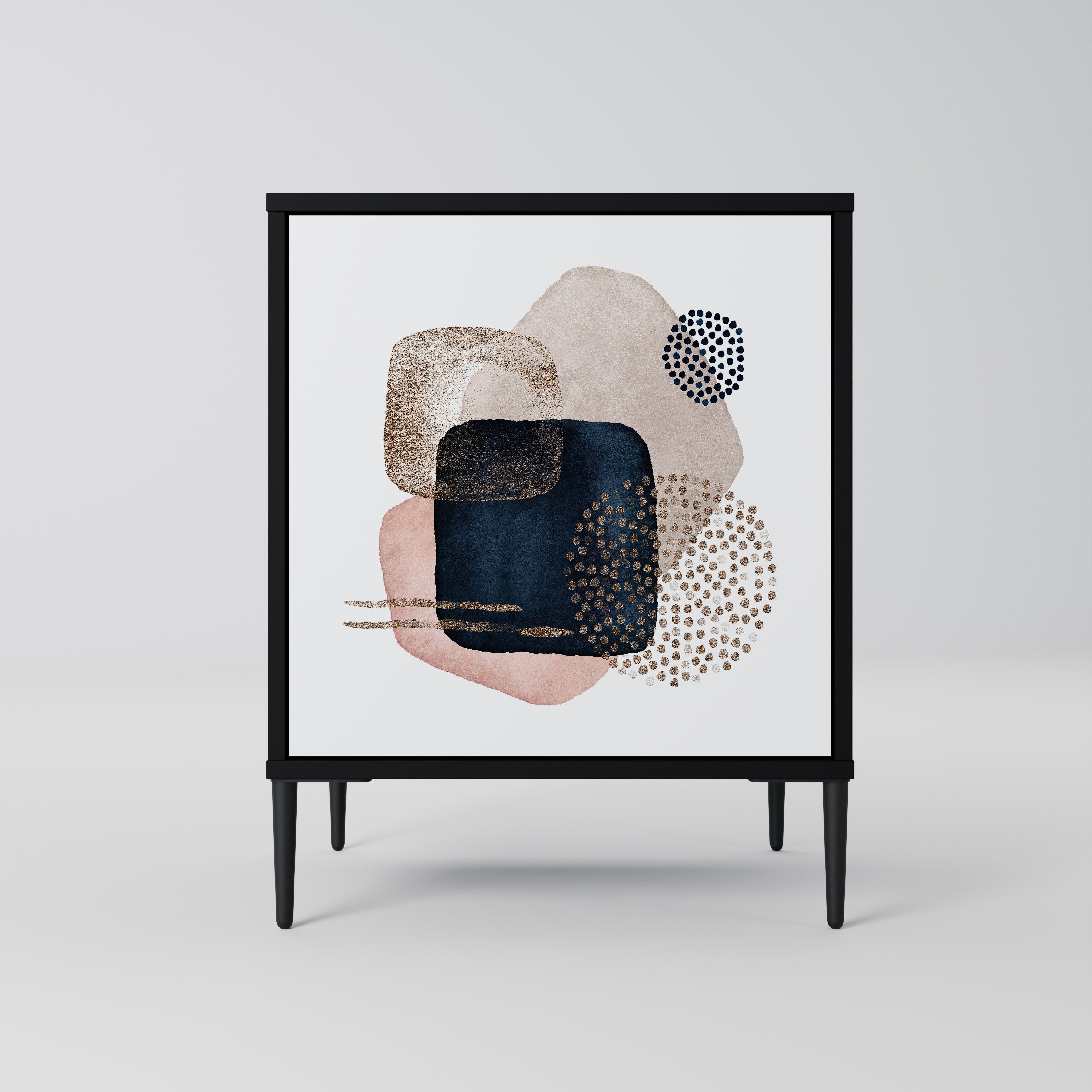 Aparador de 1 puerta COLORFUL SHAPES en acabado negro