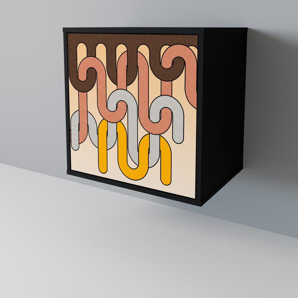 Aparador COLORFUL STRINGS de 1 puerta en acabado negro