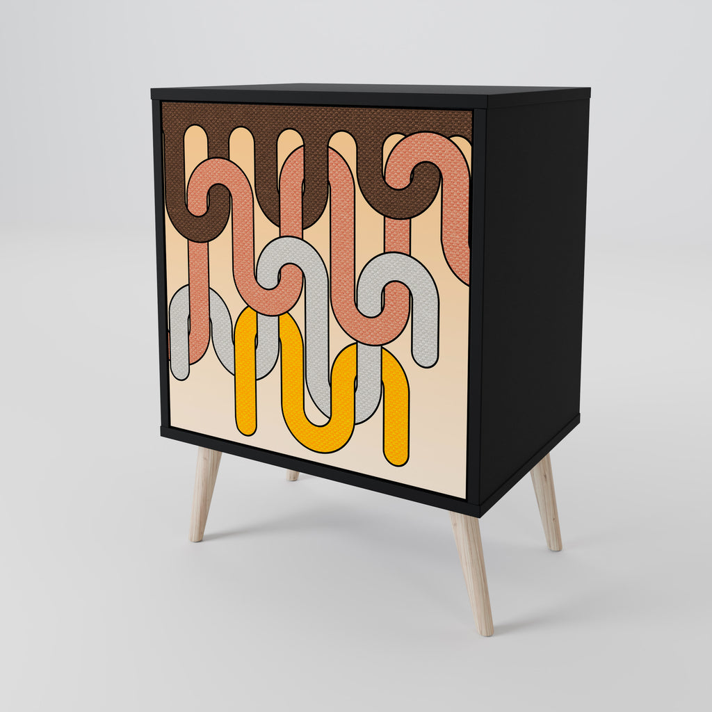 Aparador COLORFUL STRINGS de 1 puerta en acabado negro