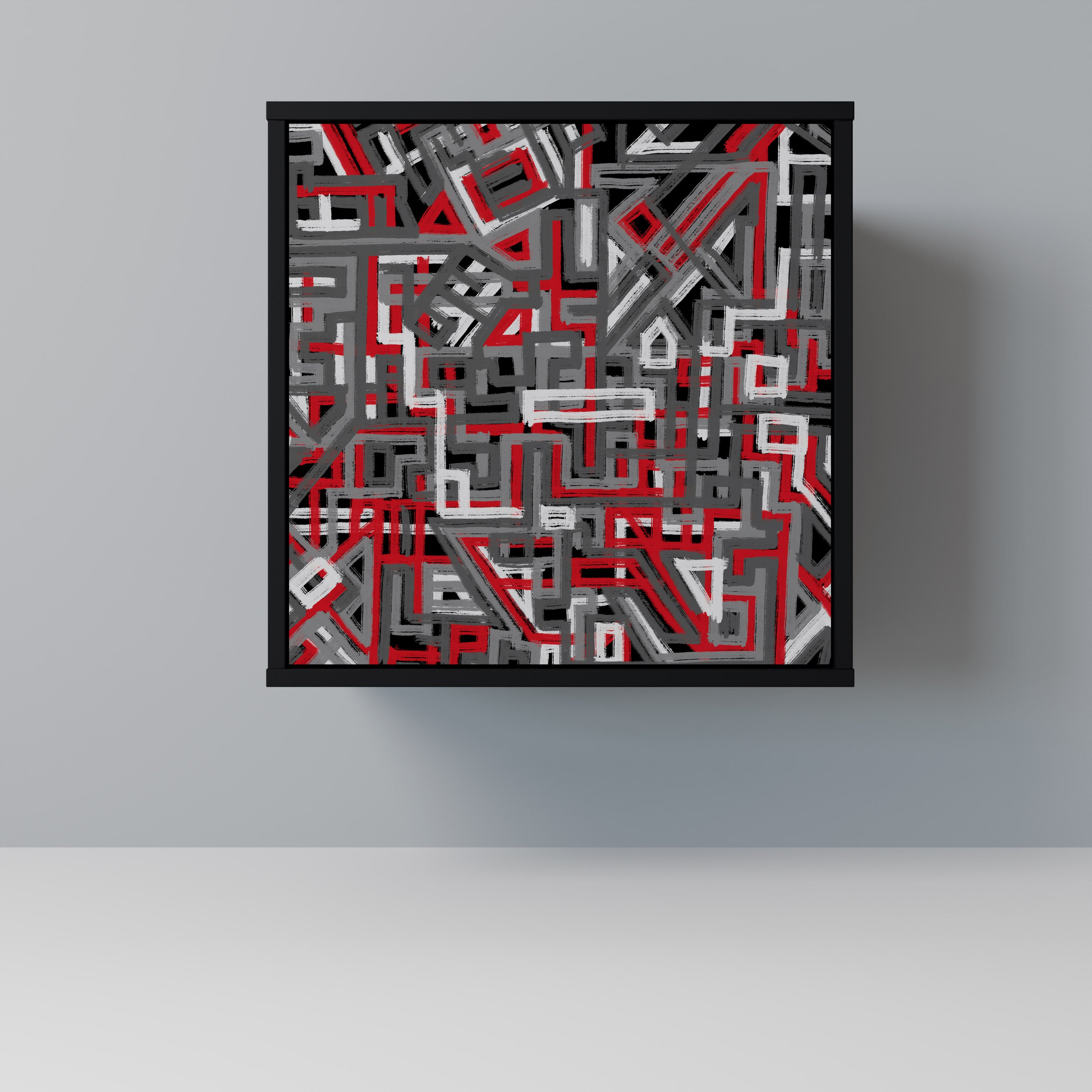 BROKEN LINES 1-Door Sideboard in Black Finish