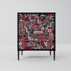 BROKEN LINES 1-Door Sideboard in Black Finish