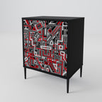 BROKEN LINES 1-Door Sideboard in Black Finish