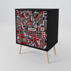 BROKEN LINES 1-Door Sideboard in Black Finish