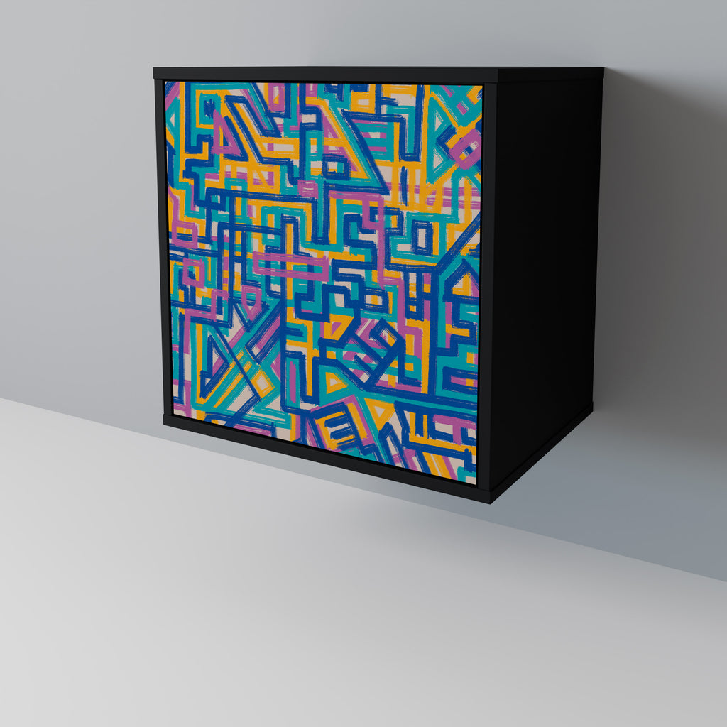 Aparador MEMORIES MAP de 1 puerta en acabado negro