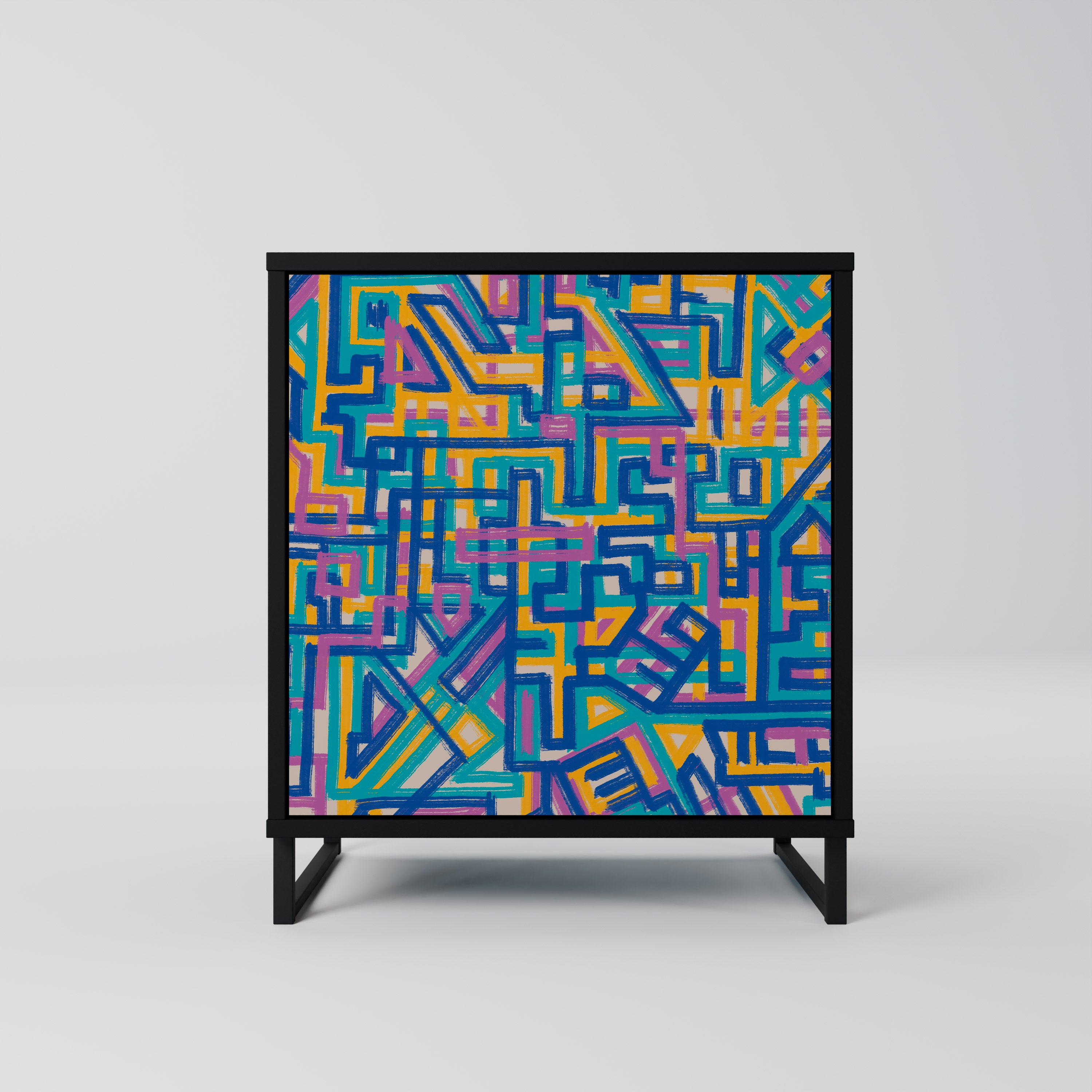 Aparador MEMORIES MAP de 1 puerta en acabado negro