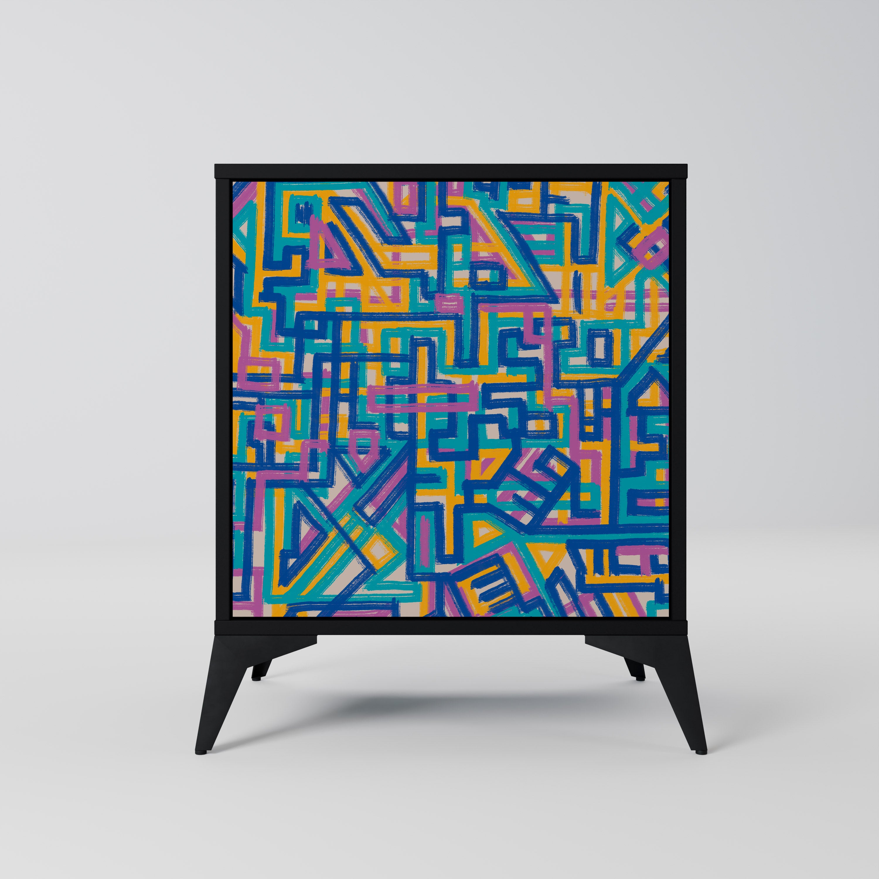 Aparador MEMORIES MAP de 1 puerta en acabado negro