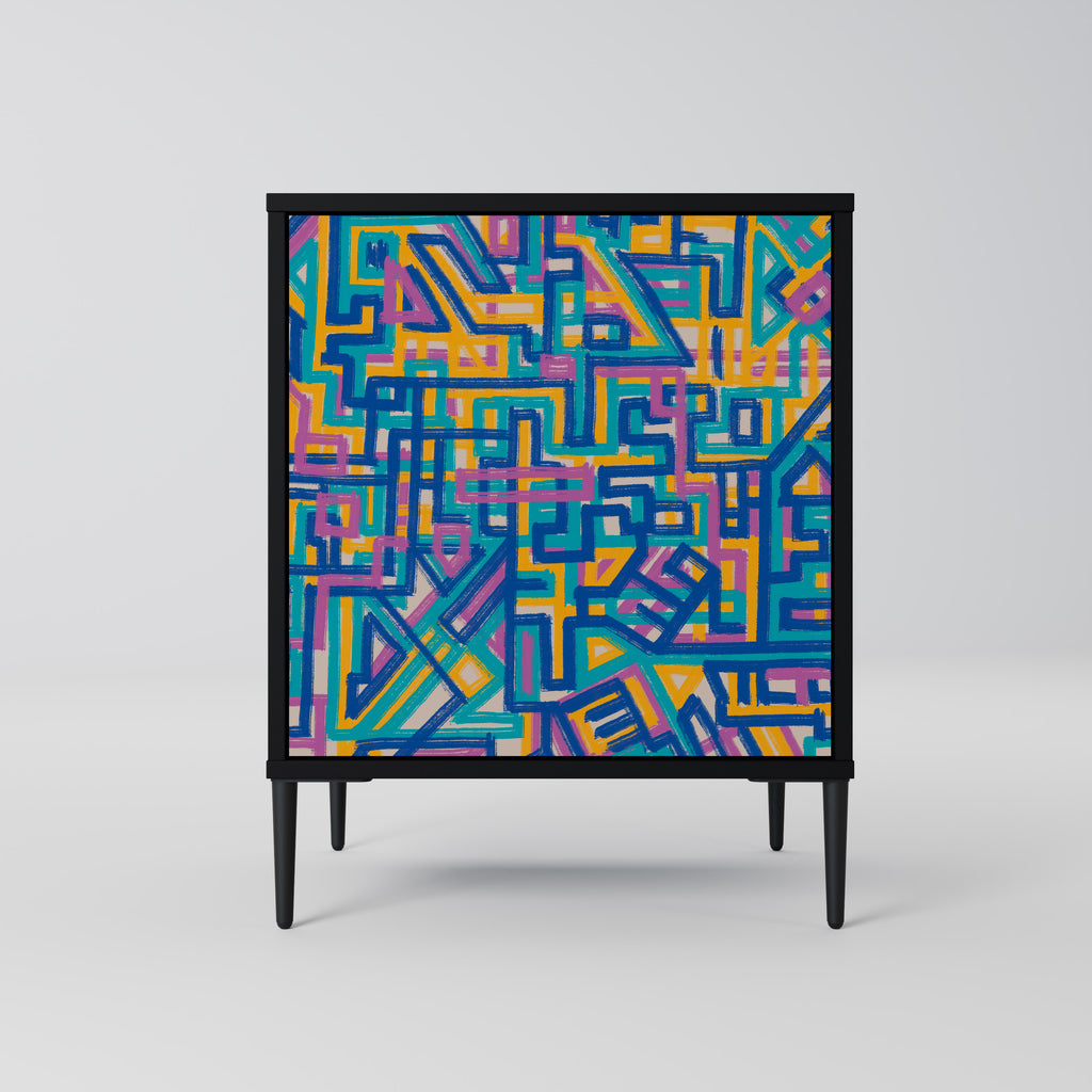 Aparador MEMORIES MAP de 1 puerta en acabado negro