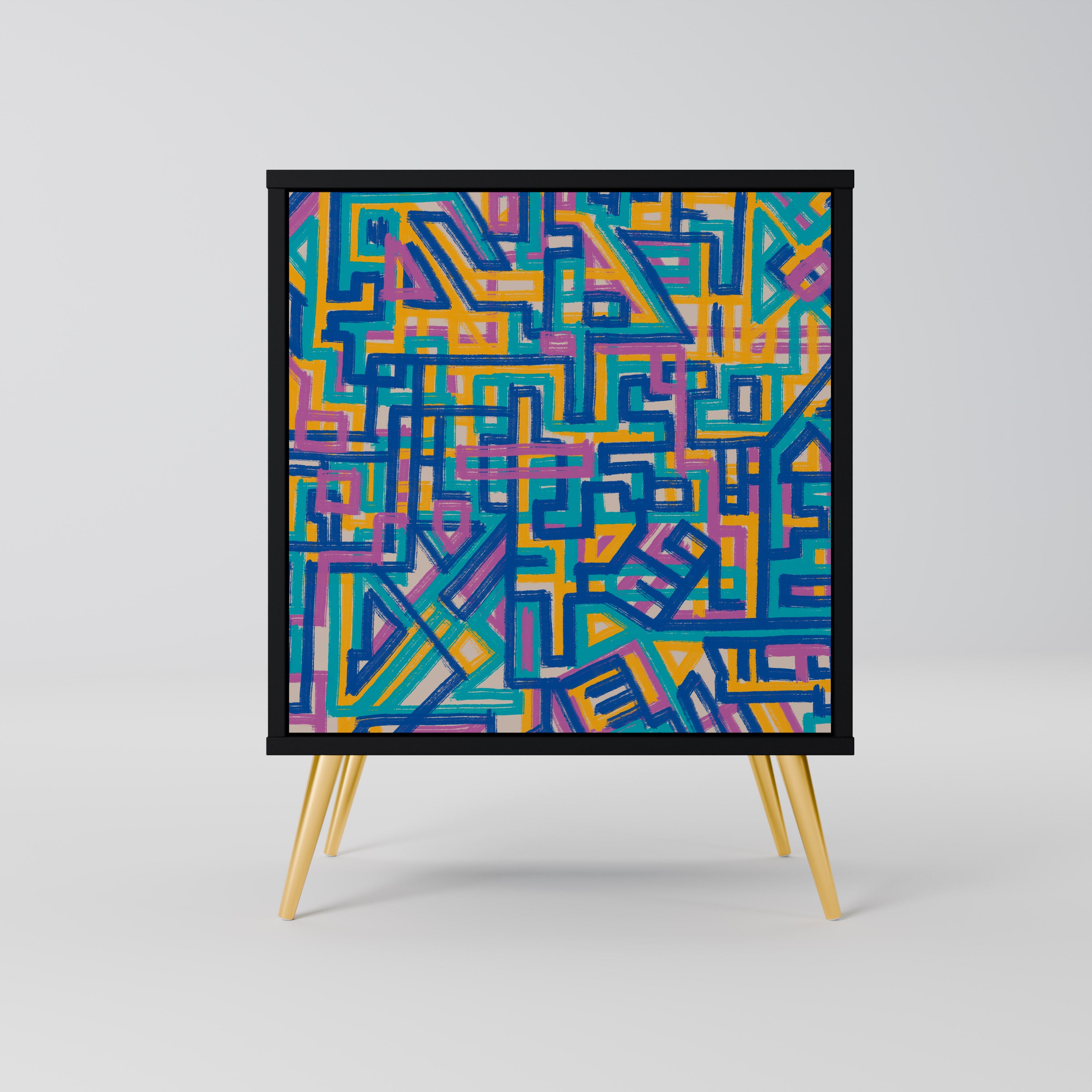 Aparador MEMORIES MAP de 1 puerta en acabado negro