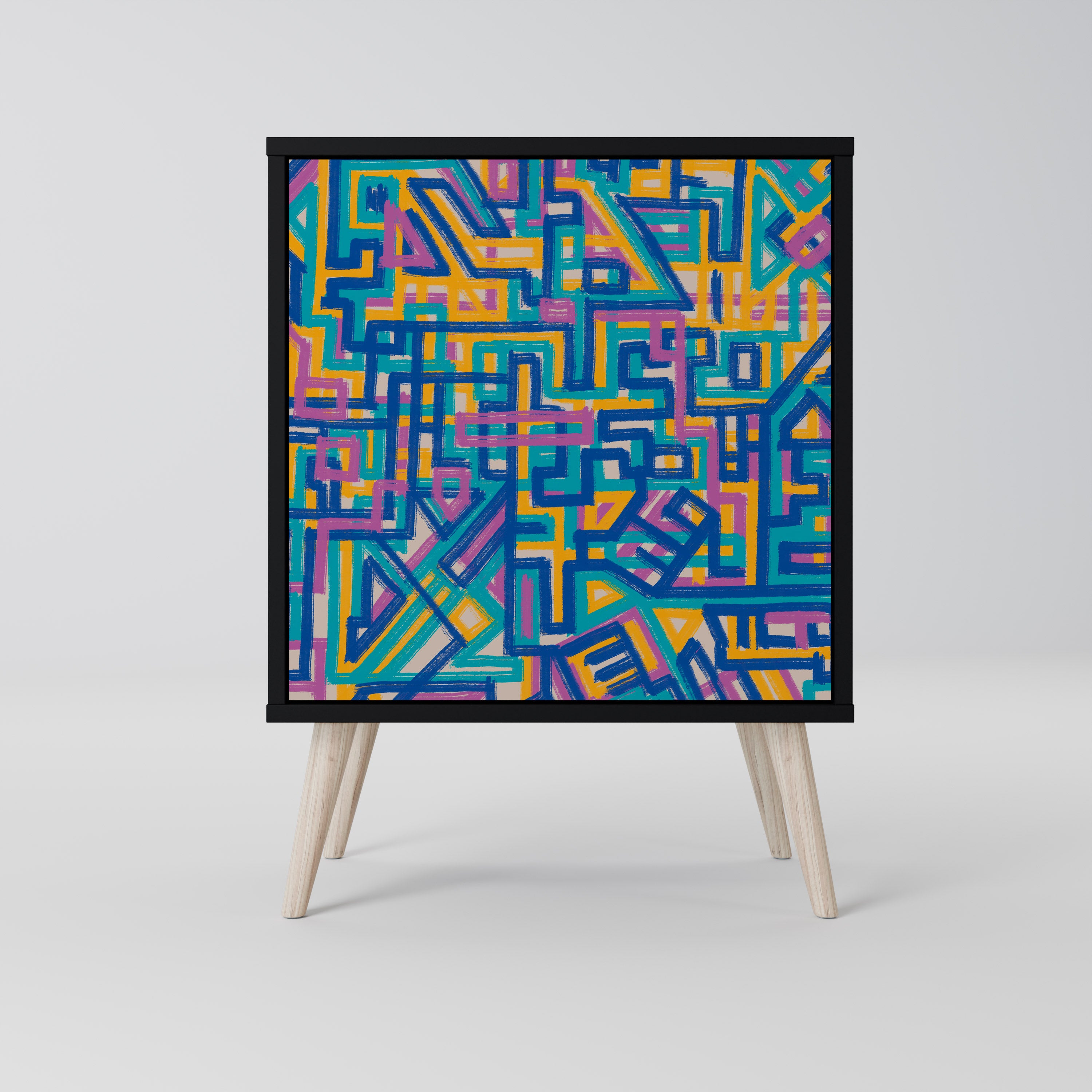 Aparador MEMORIES MAP de 1 puerta en acabado negro