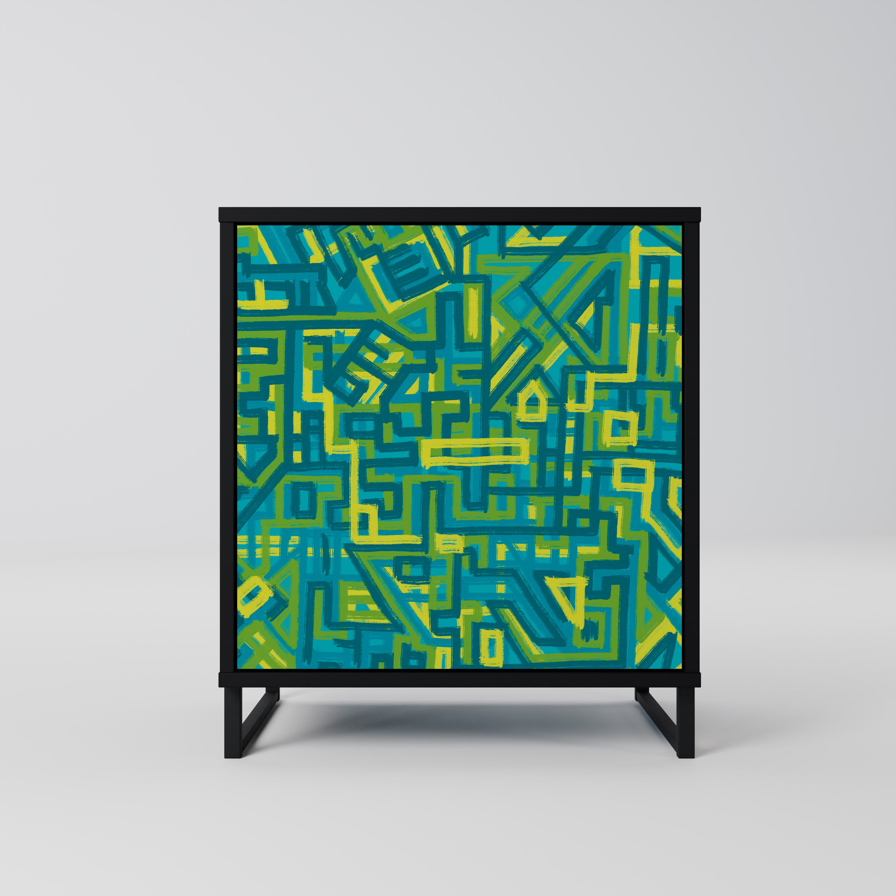 RECUERDOS NOSTÁLGICOS Aparador de 1 puerta en acabado negro