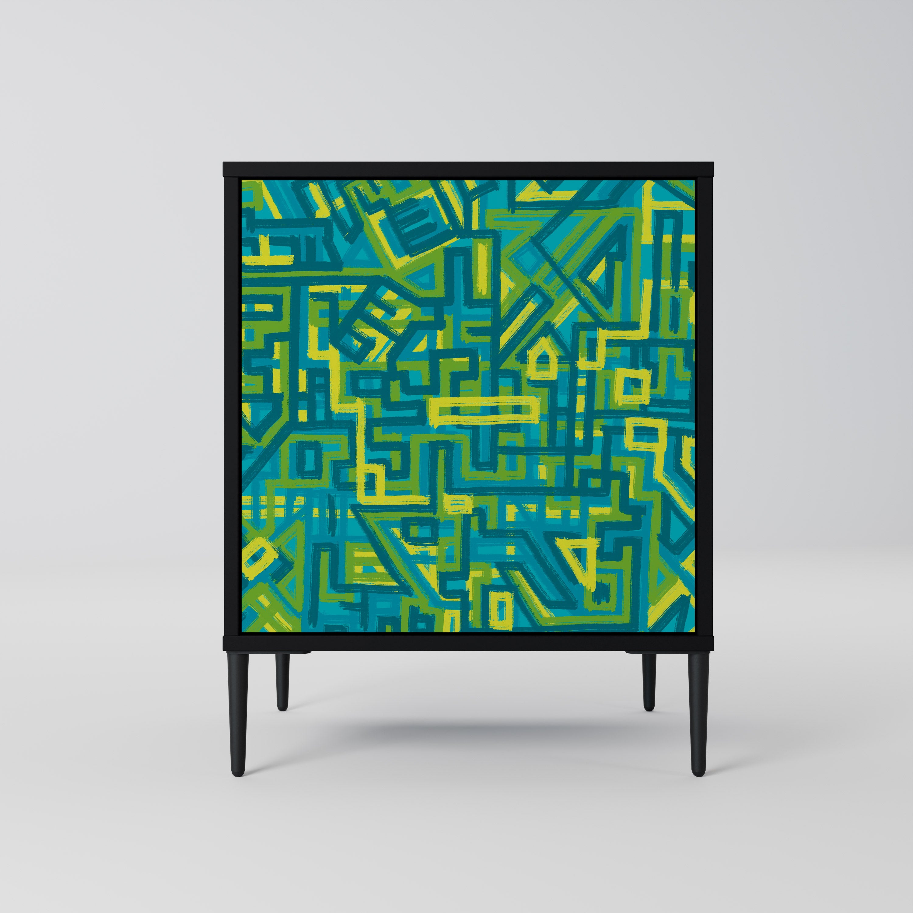 RECUERDOS NOSTÁLGICOS Aparador de 1 puerta en acabado negro