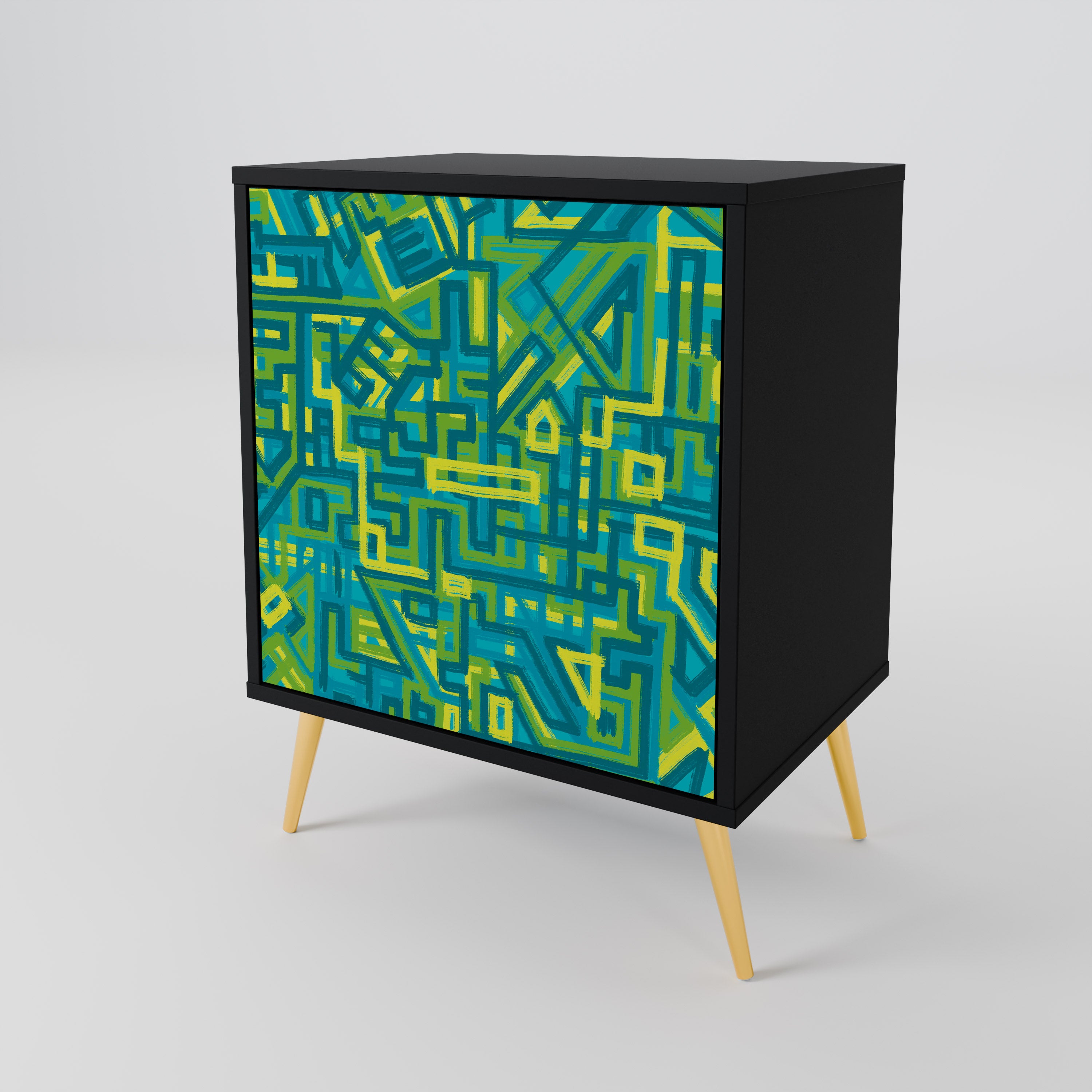 RECUERDOS NOSTÁLGICOS Aparador de 1 puerta en acabado negro