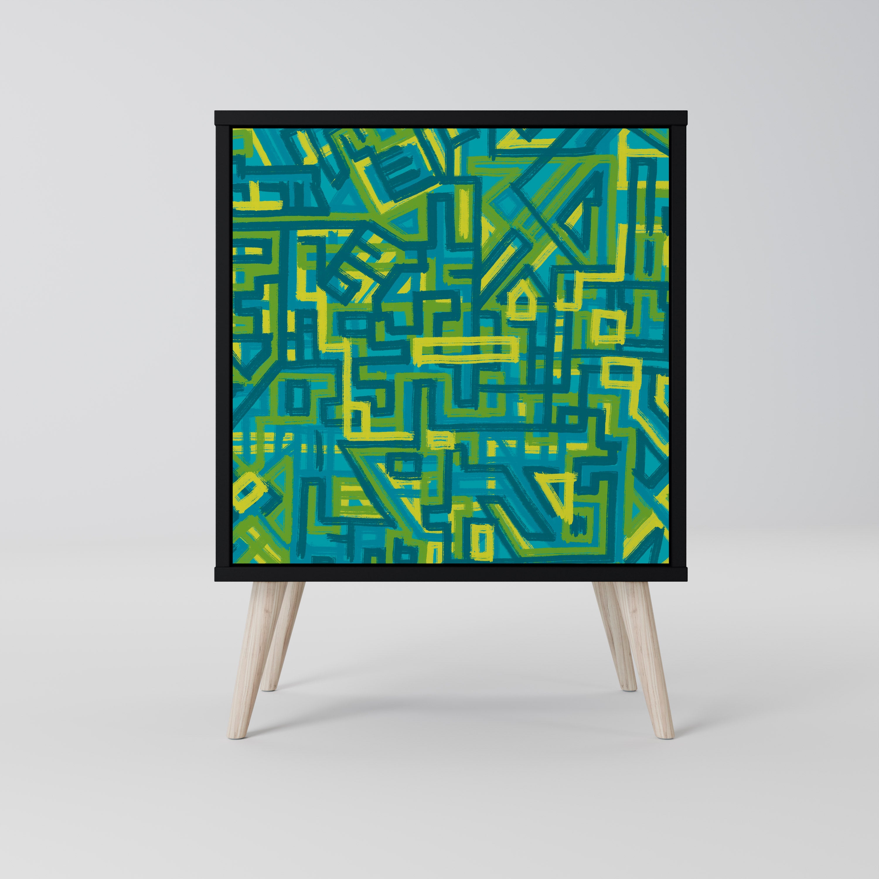 RECUERDOS NOSTÁLGICOS Aparador de 1 puerta en acabado negro