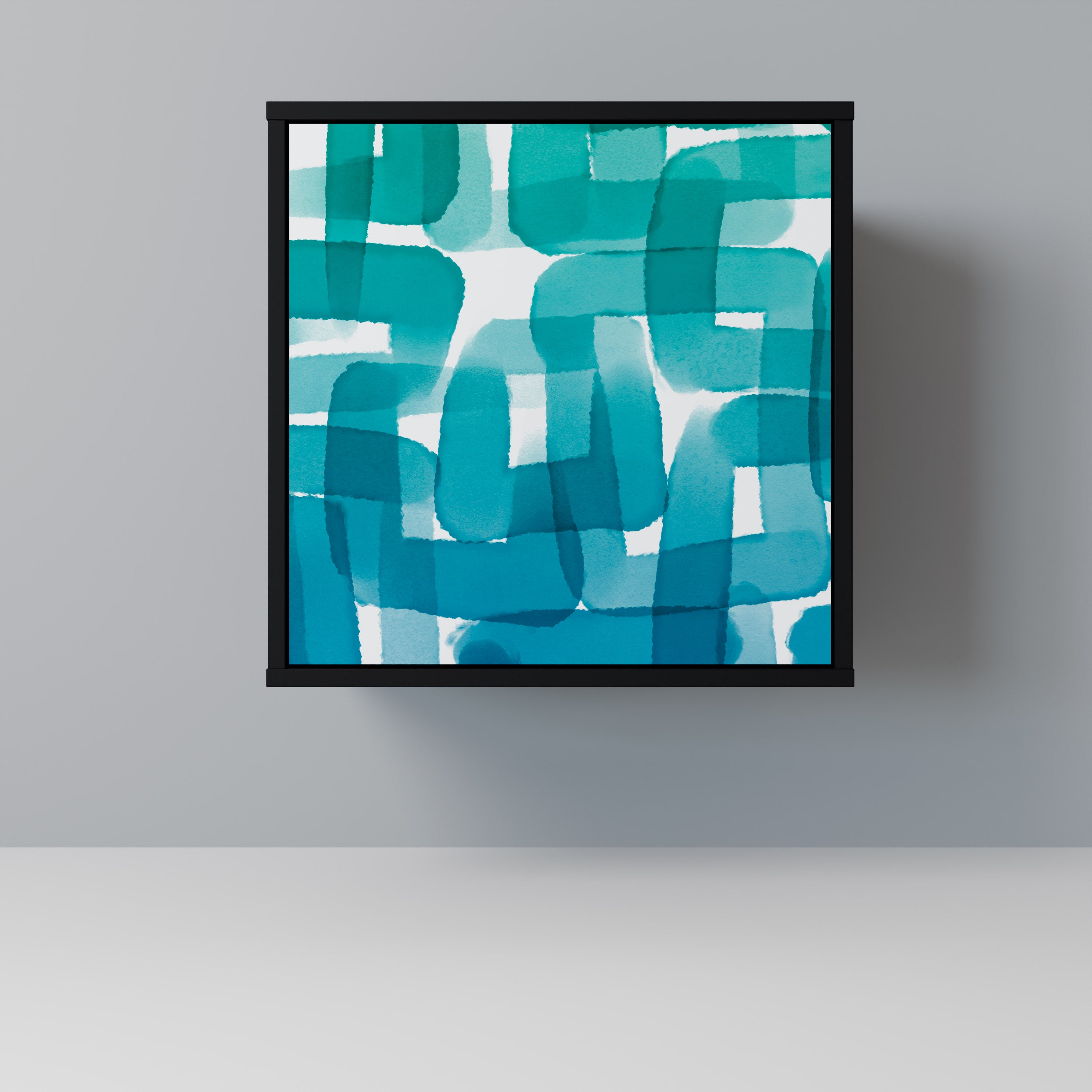 Aparador de 1 puerta TURQUOISE RECTANGLES con acabado negro