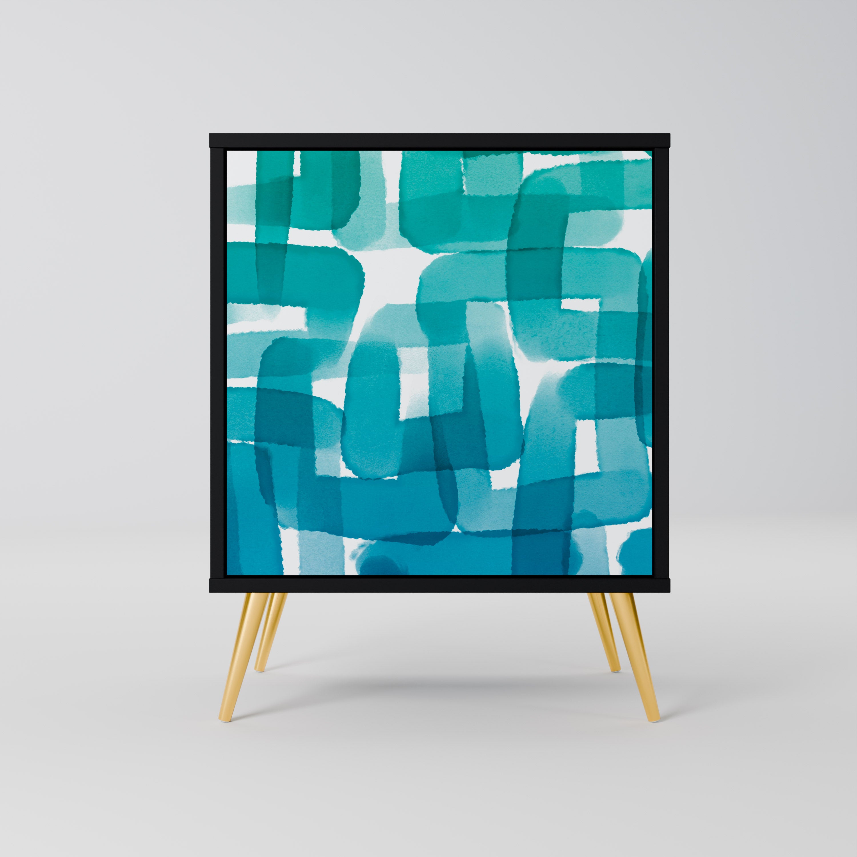 Aparador de 1 puerta TURQUOISE RECTANGLES con acabado negro