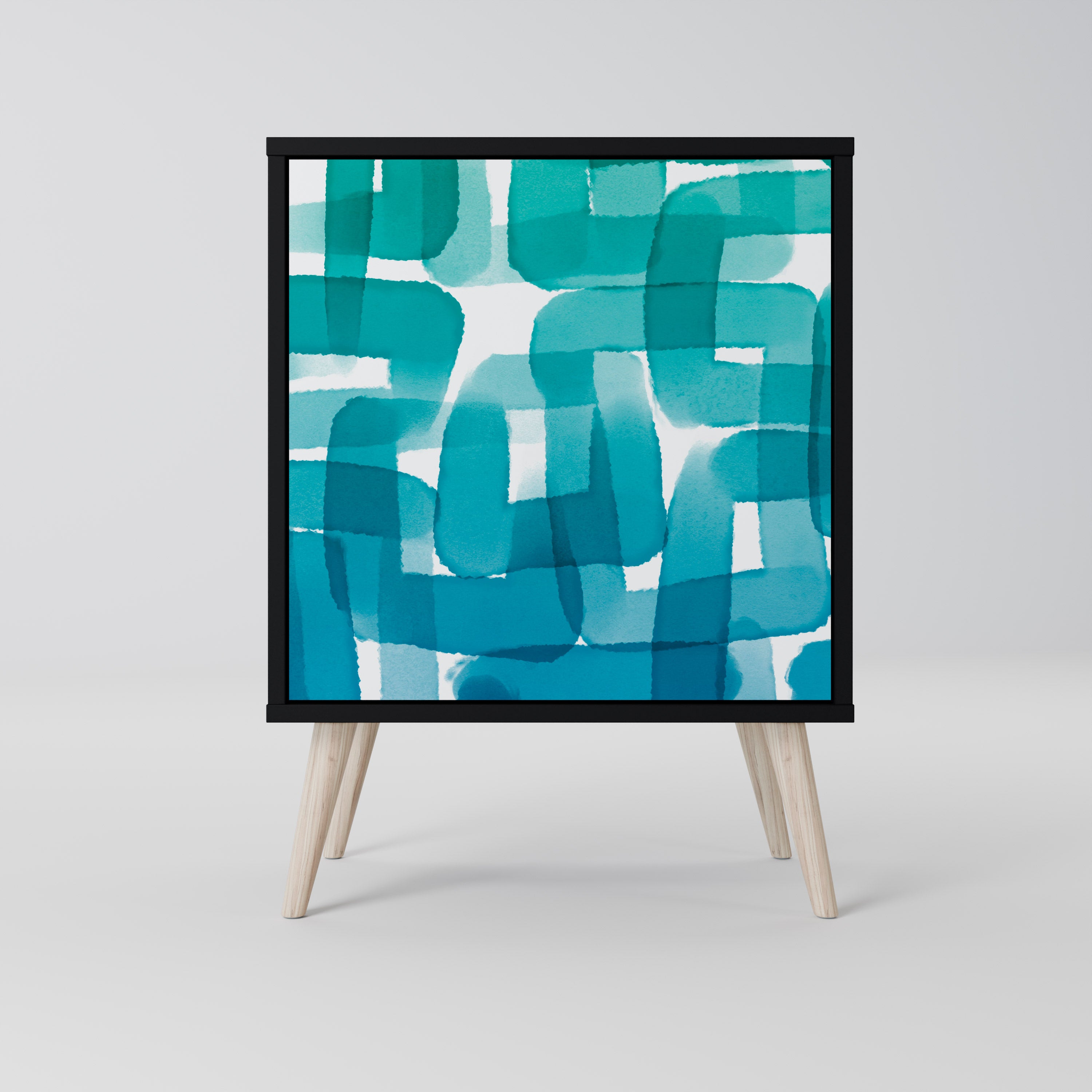 Aparador de 1 puerta TURQUOISE RECTANGLES con acabado negro