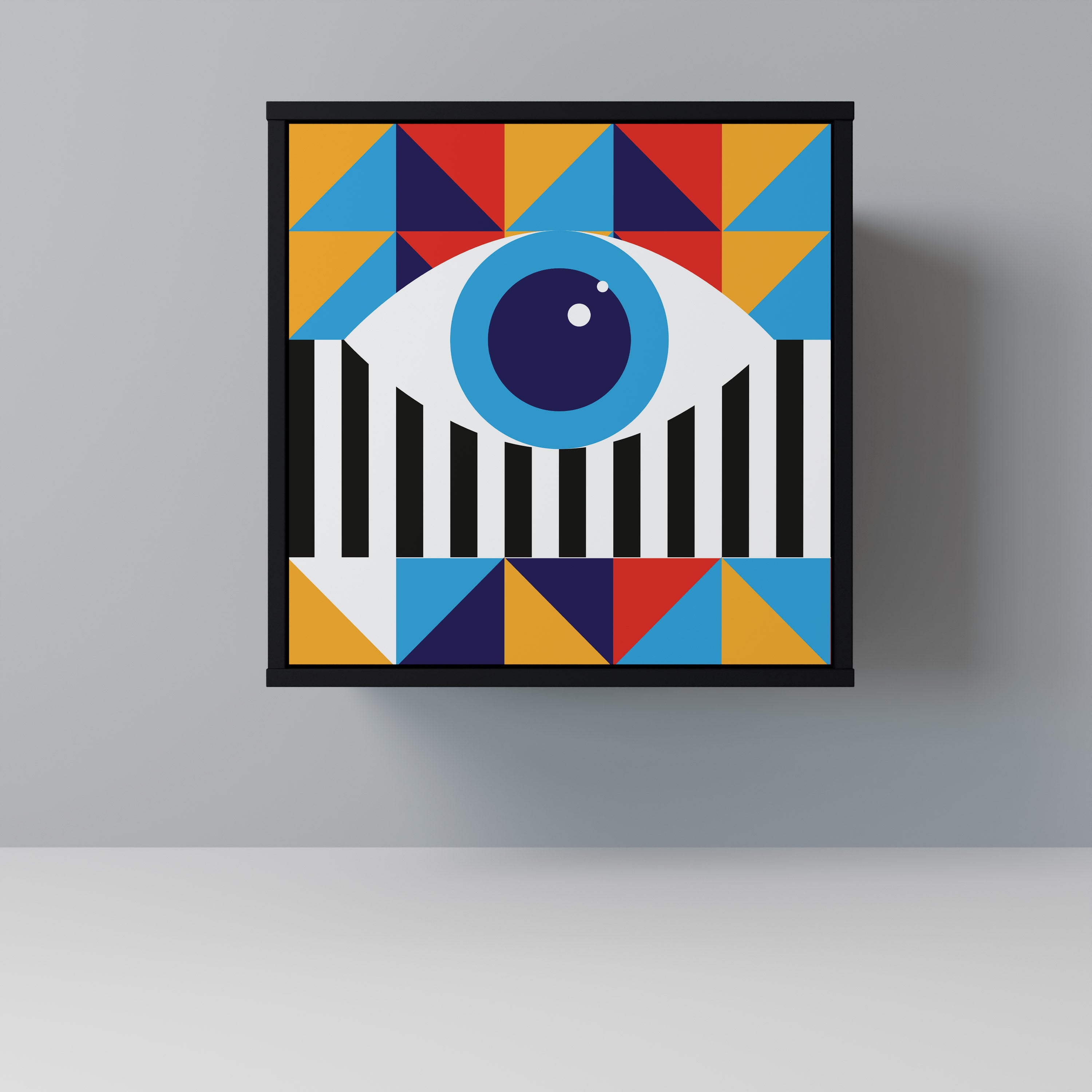 ABSTRACCIÓN Y GEOMETRÍA Aparador de 1 puerta en acabado negro