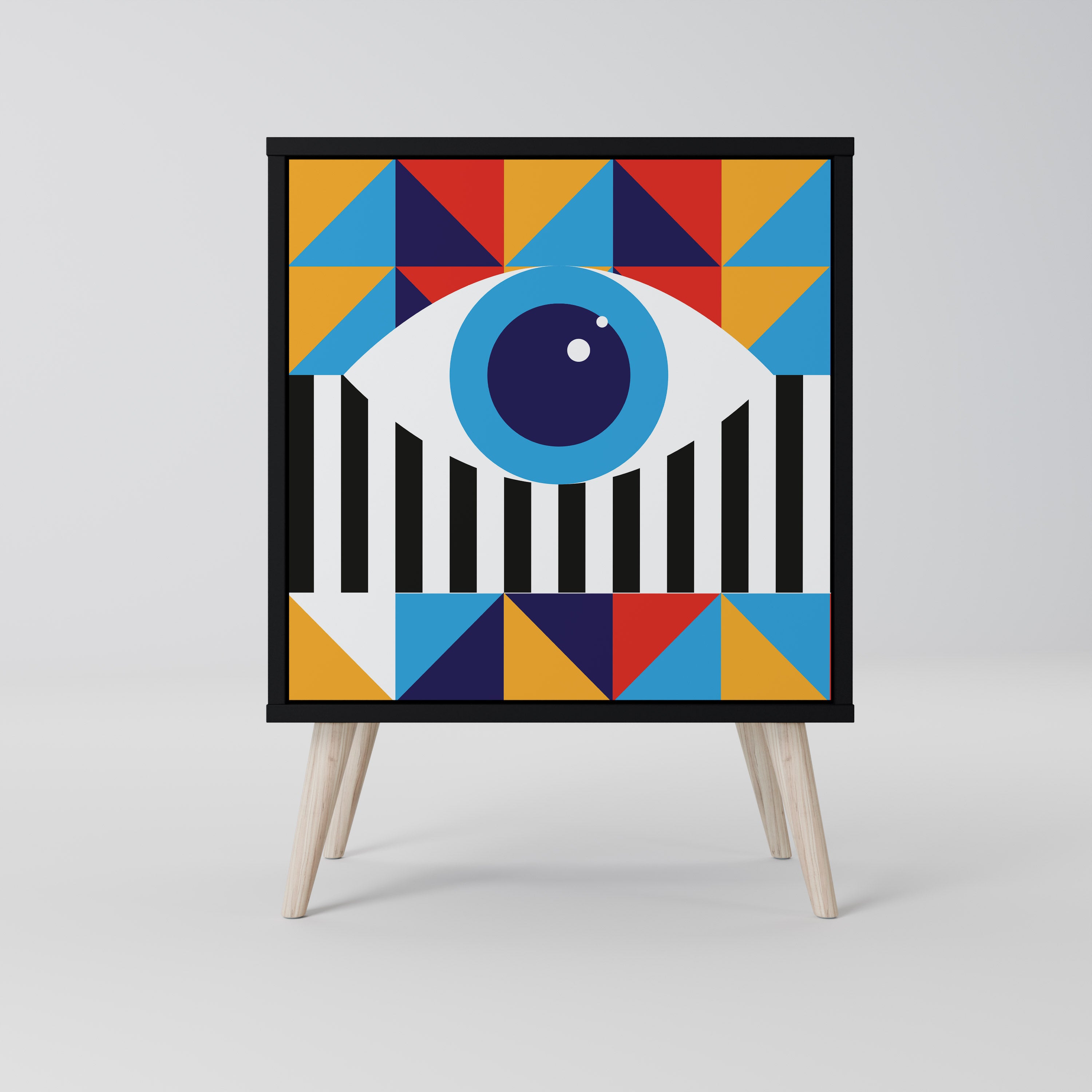 ABSTRACCIÓN Y GEOMETRÍA Aparador de 1 puerta en acabado negro