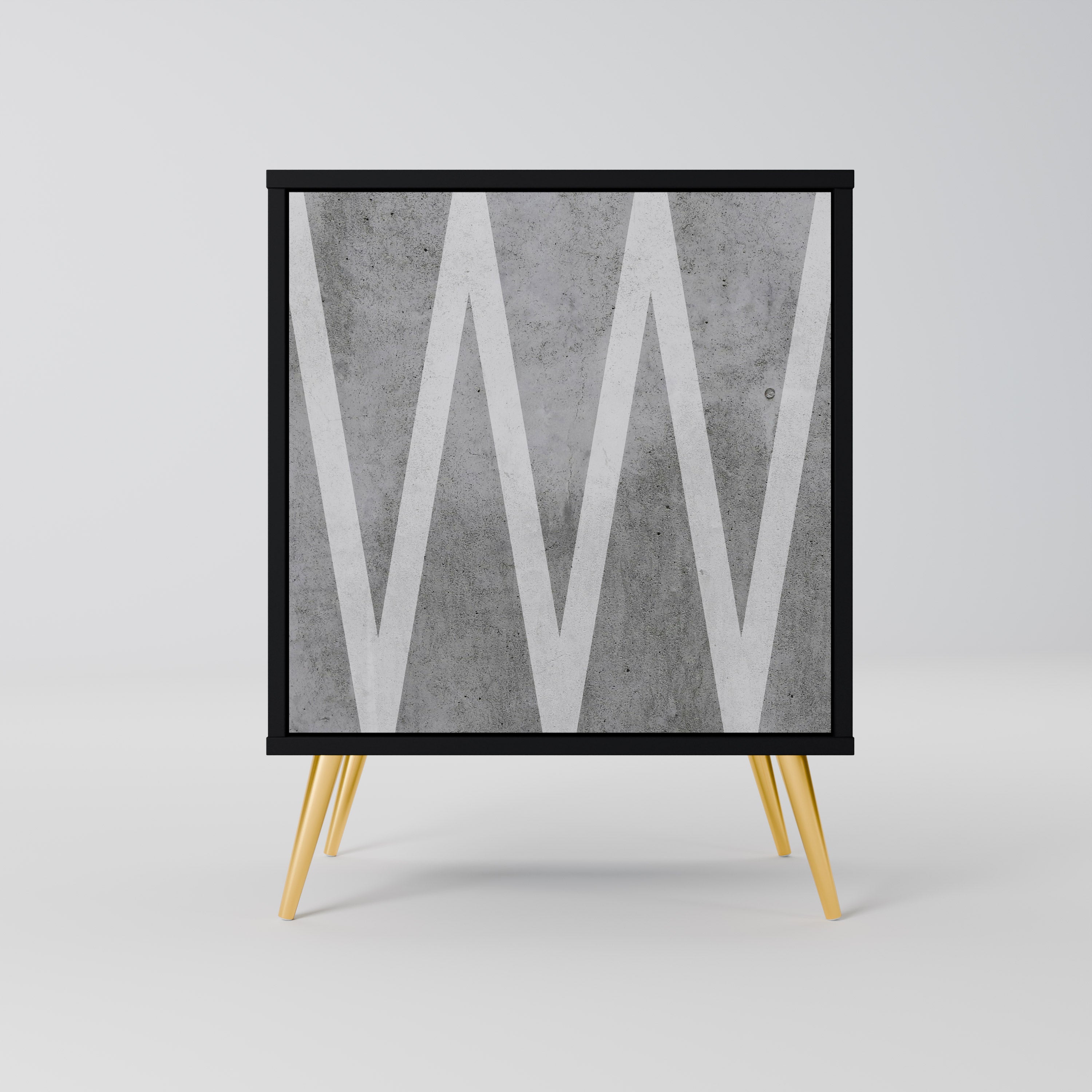 Aparador de una puerta SOLID ZIG ZAG en acabado negro