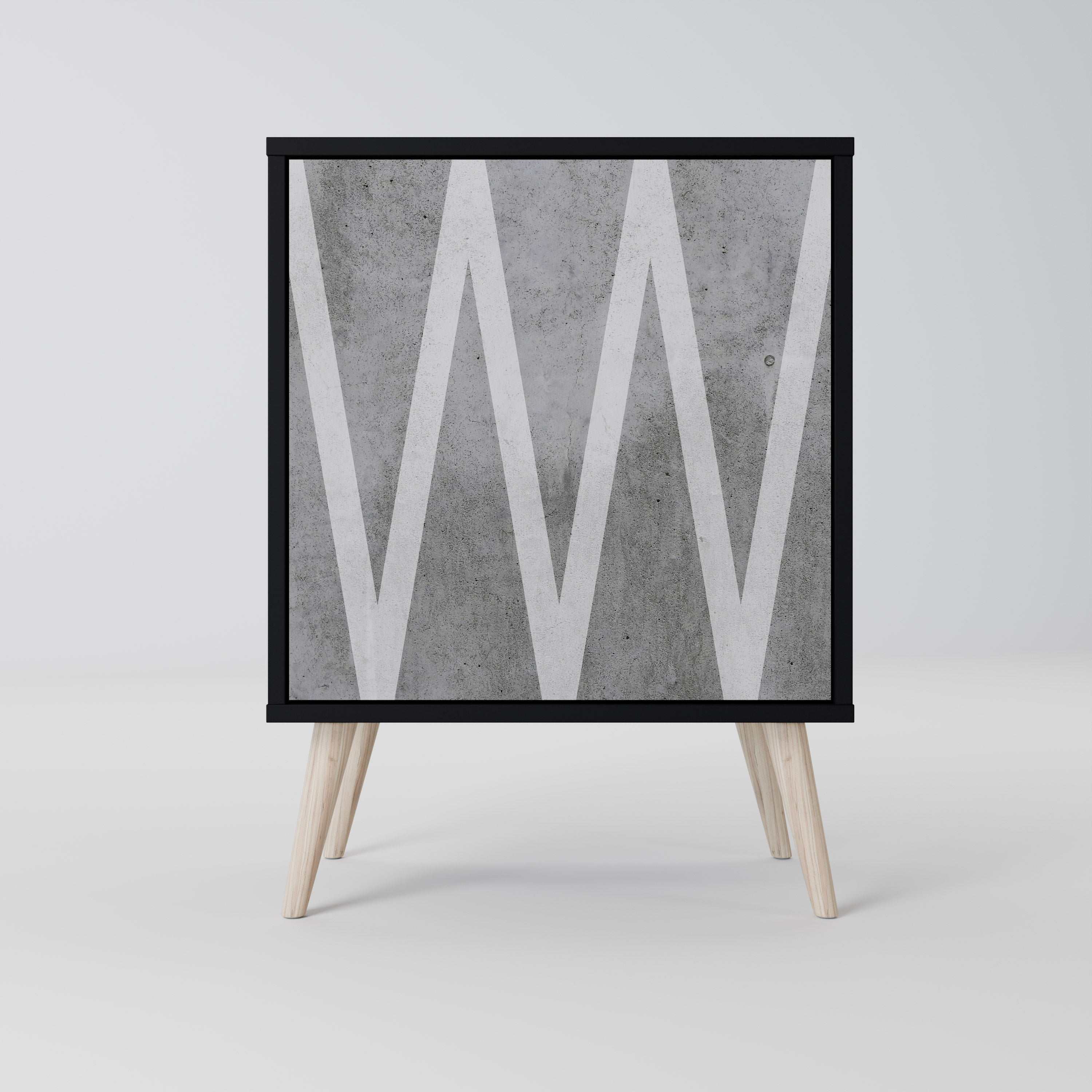 Aparador de una puerta SOLID ZIG ZAG en acabado negro