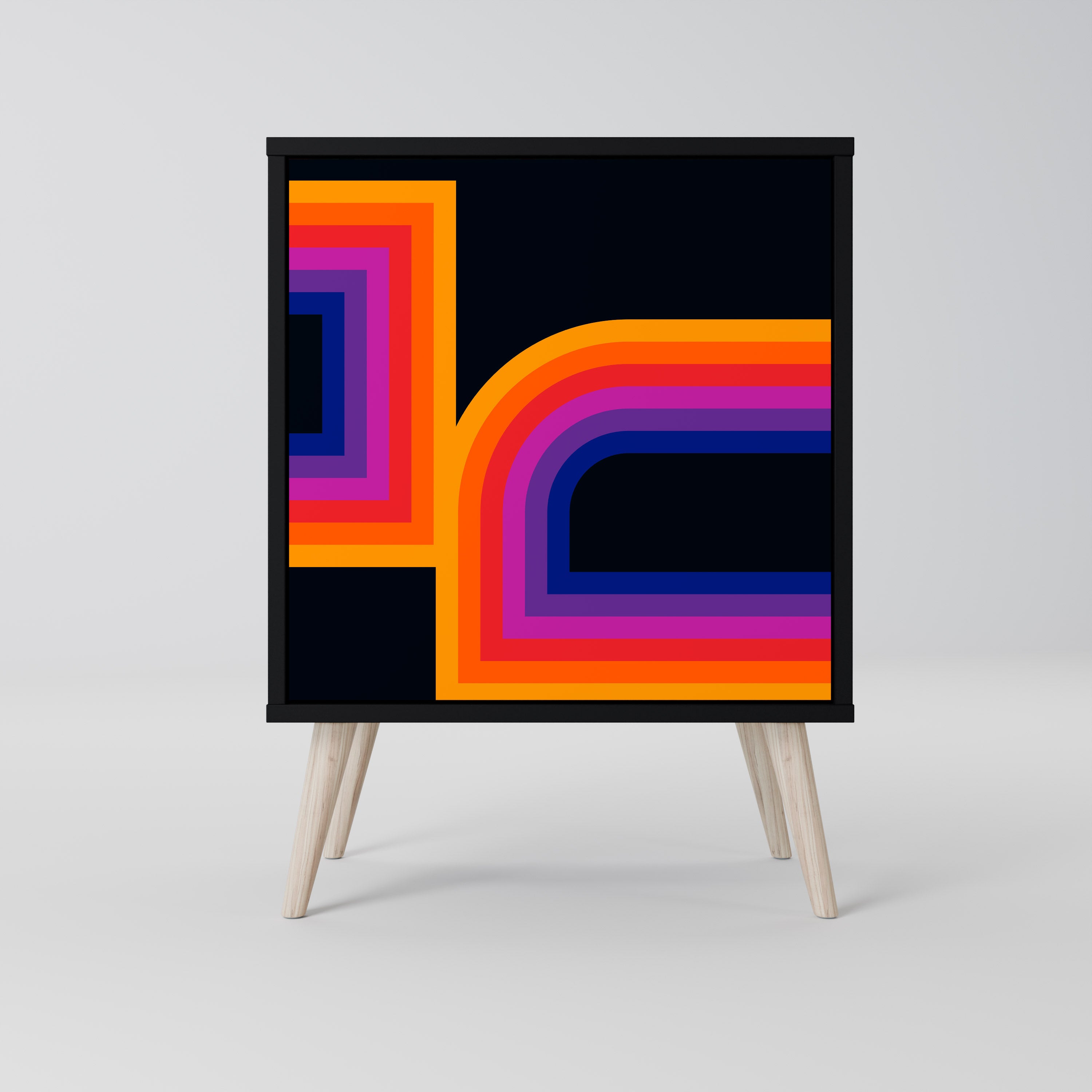 BLINDED BY THE LIGHTS 1-Door Sideboard in Black Finish