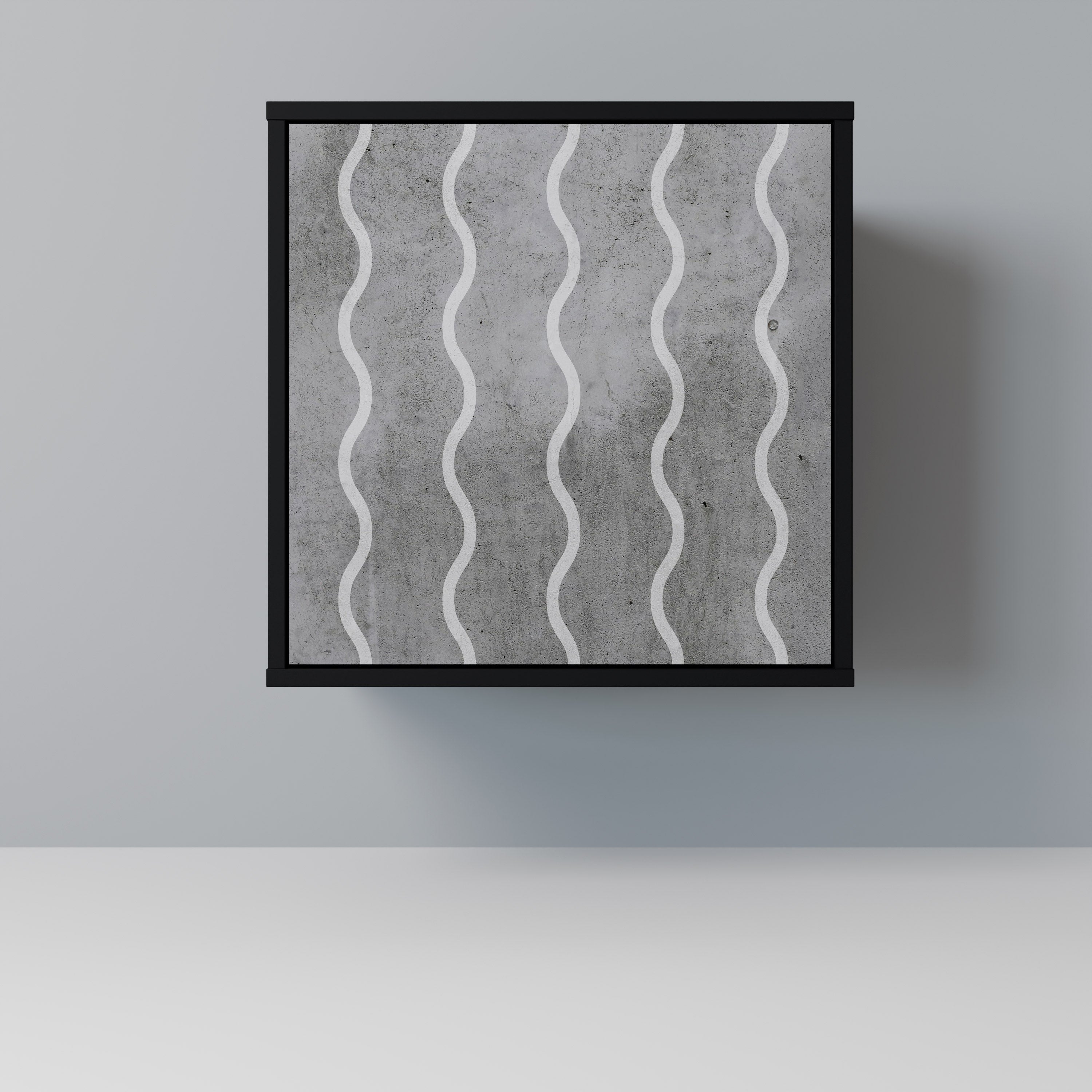 Aparador de 1 puerta WAVES OF CONCRETE en acabado negro