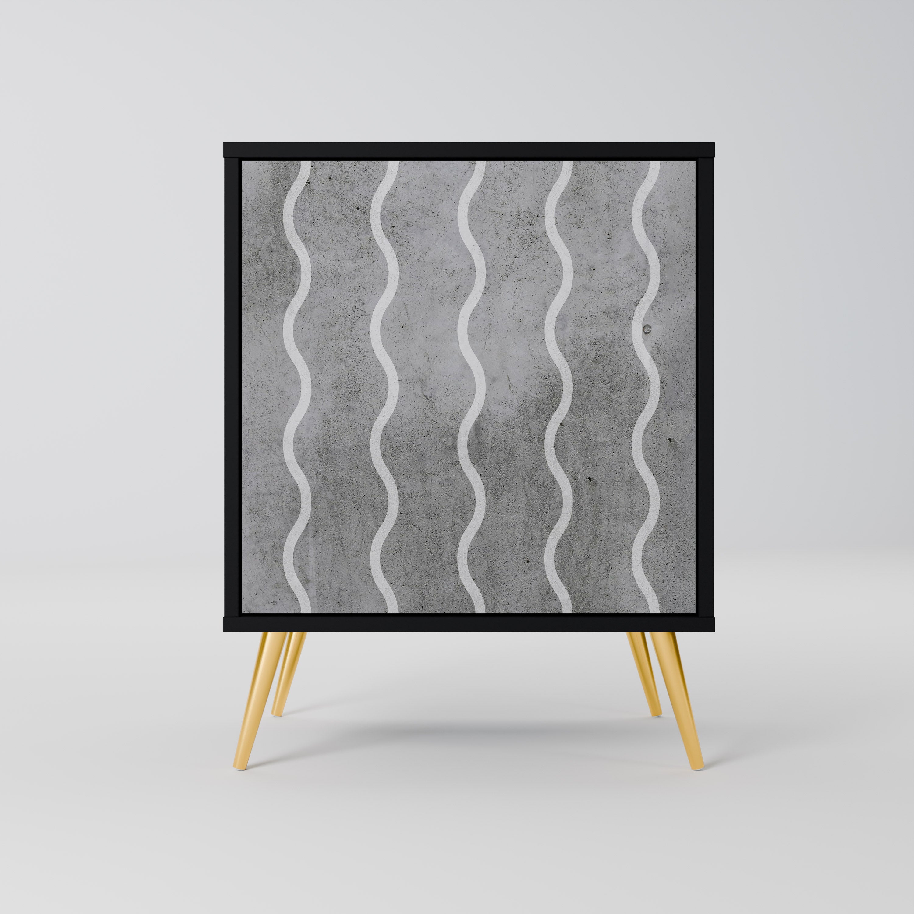 Aparador de 1 puerta WAVES OF CONCRETE en acabado negro