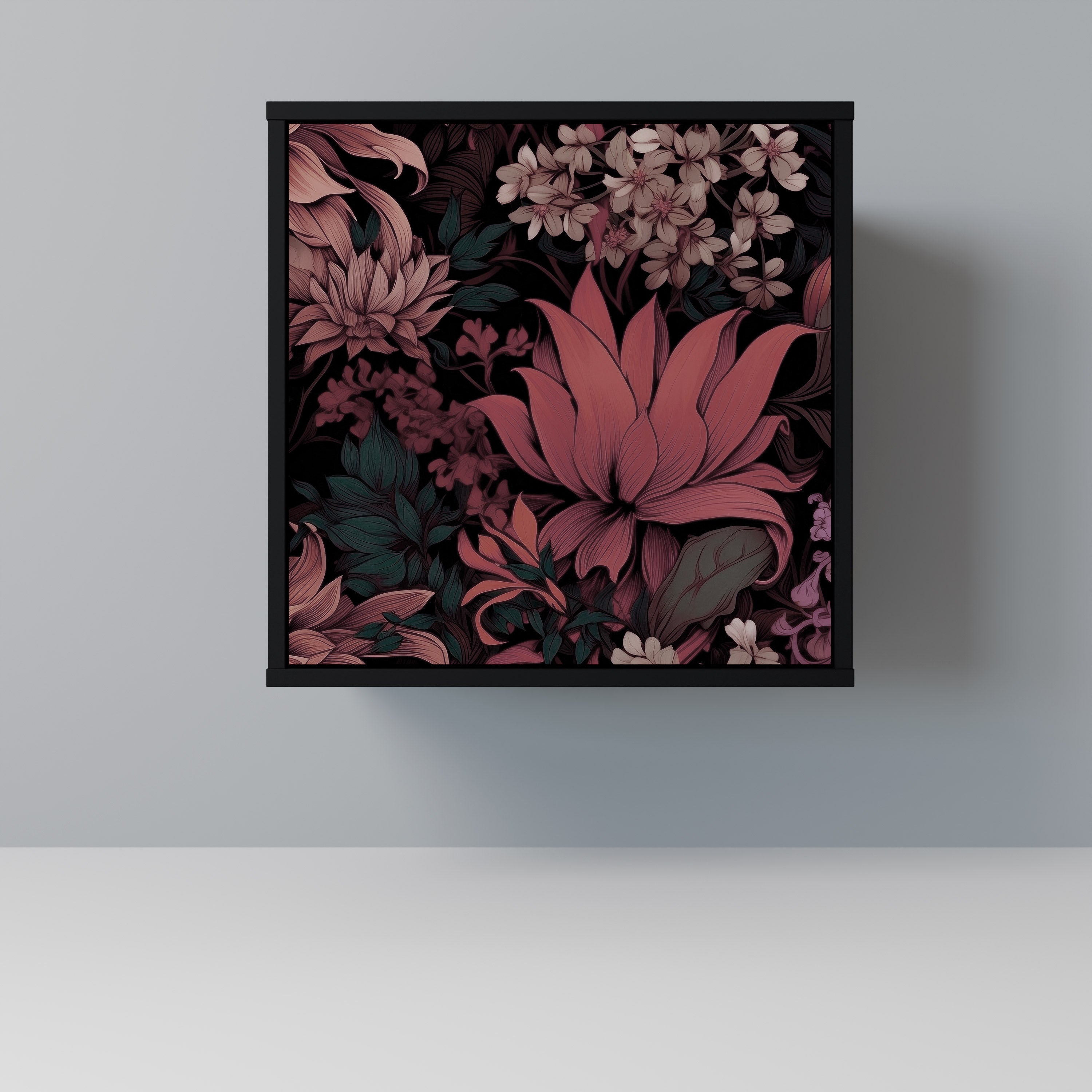 Aparador FLORAL WHISPER de 1 puerta en acabado negro