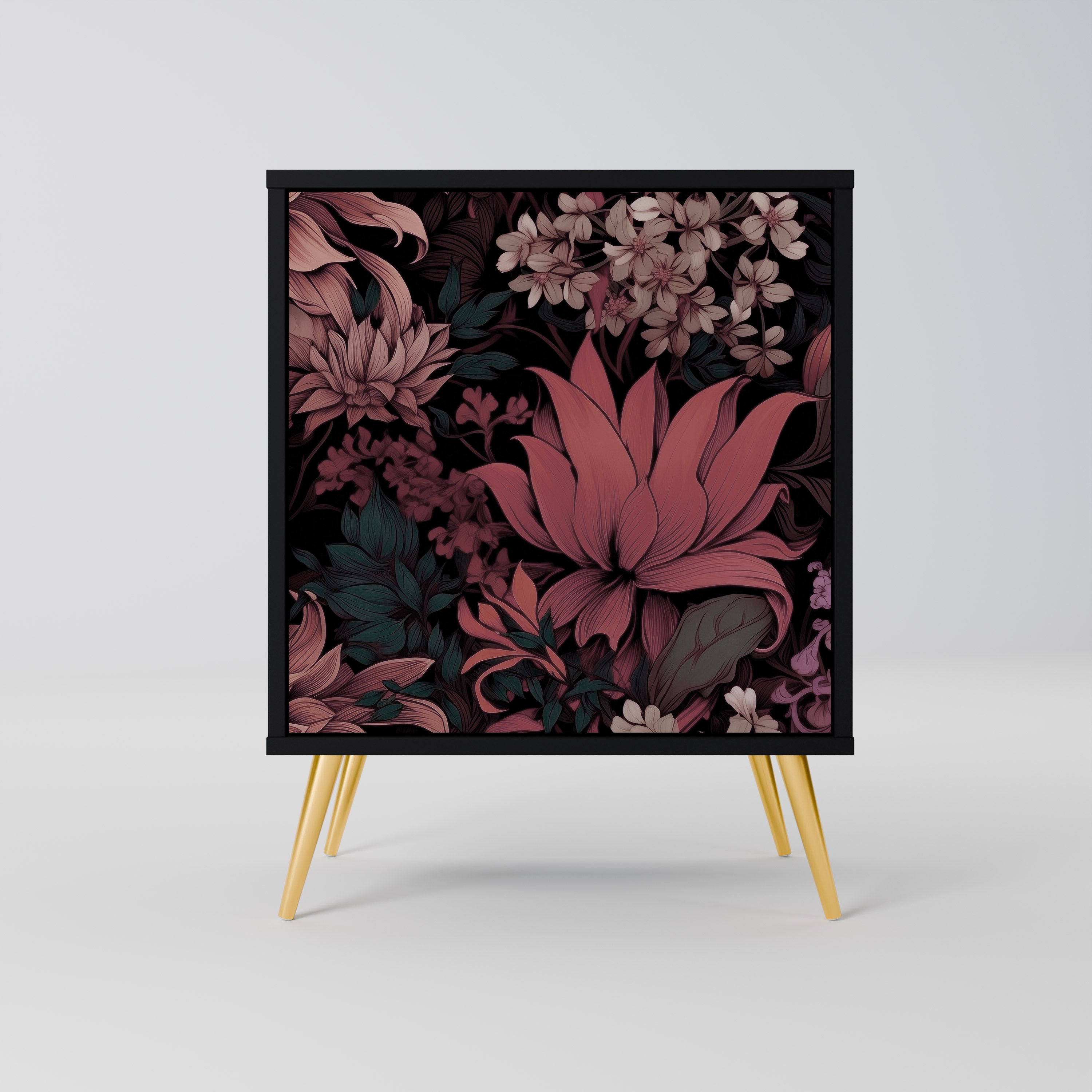 Aparador FLORAL WHISPER de 1 puerta en acabado negro