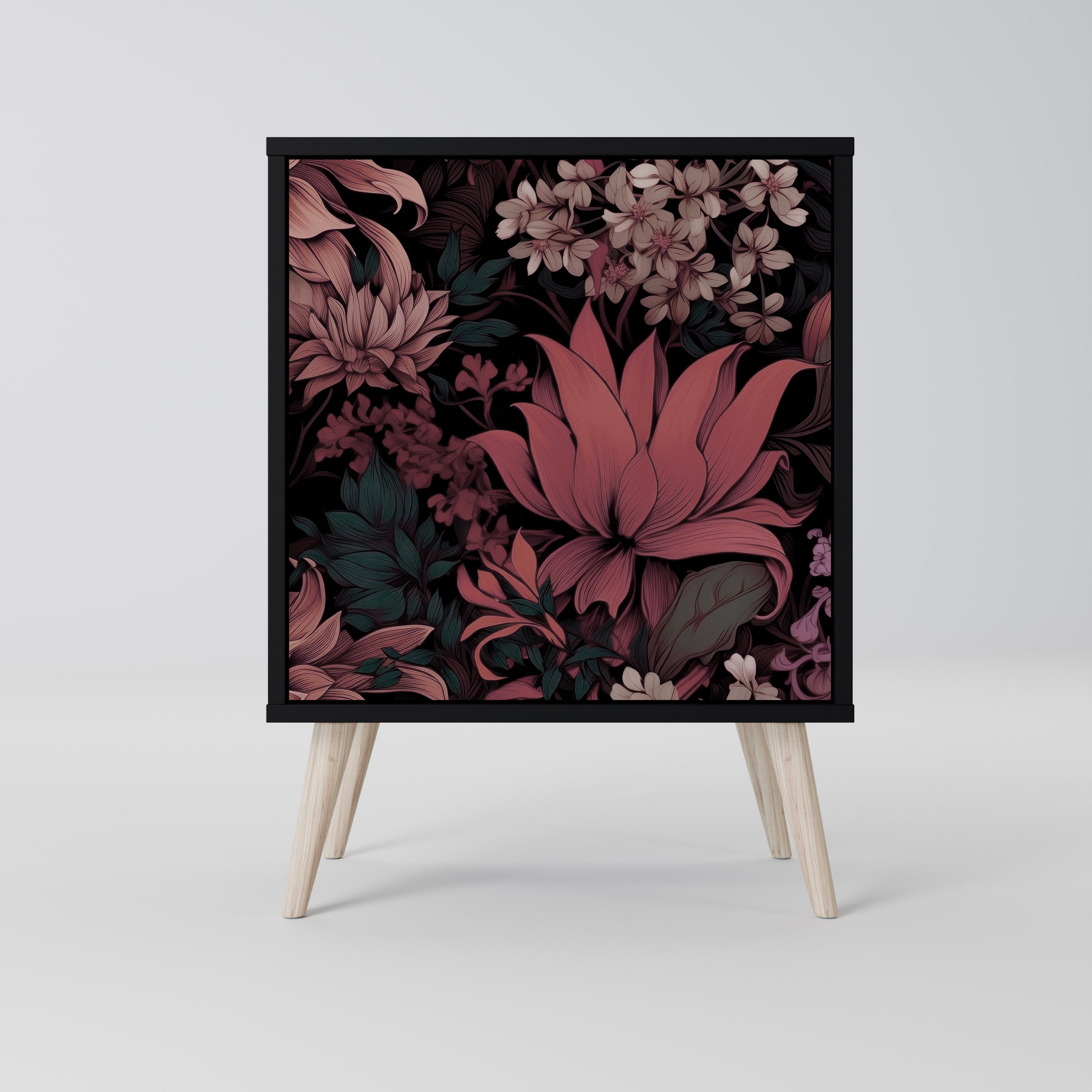 Aparador FLORAL WHISPER de 1 puerta en acabado negro