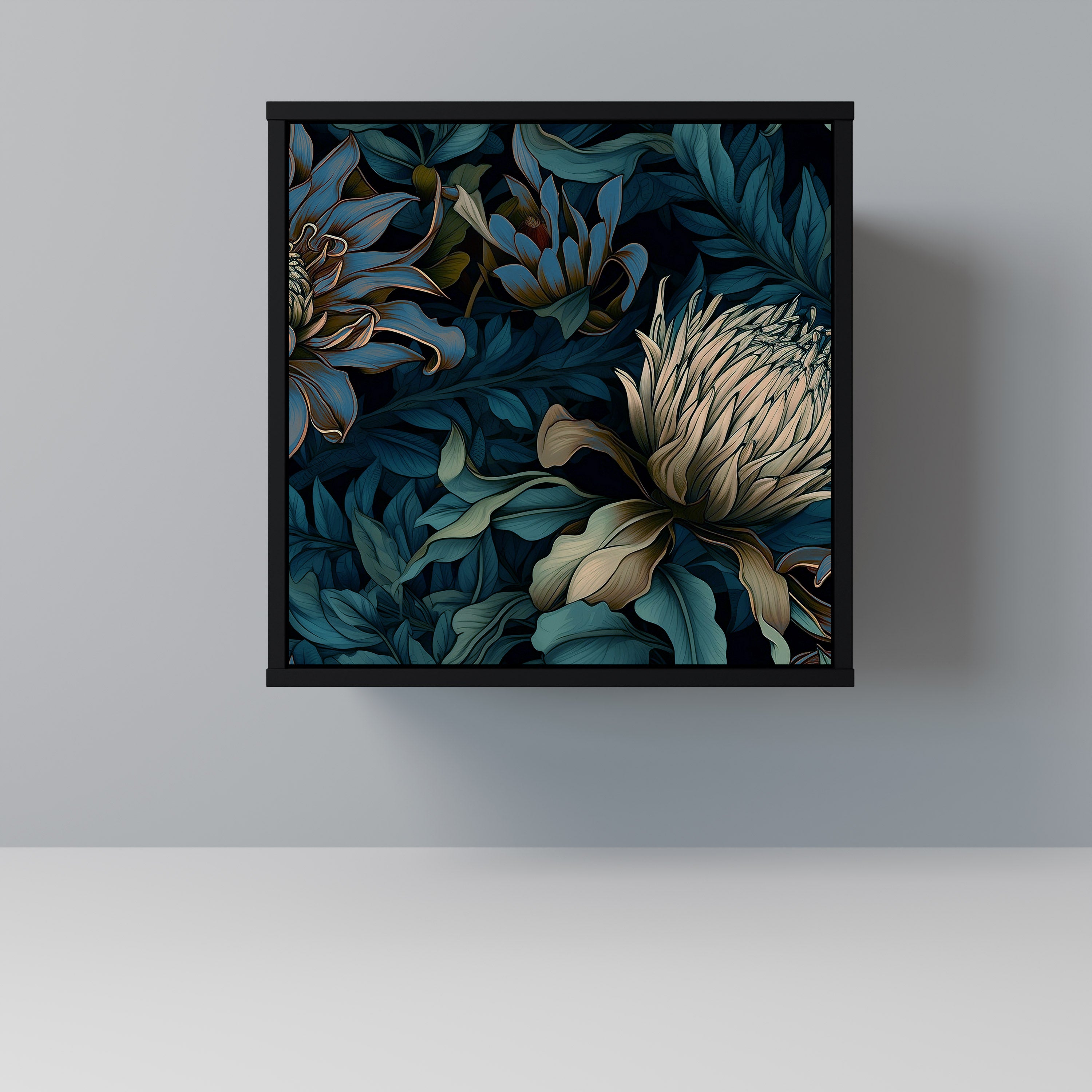 Aparador TWILIGHT BLOOM de 1 puerta en acabado negro