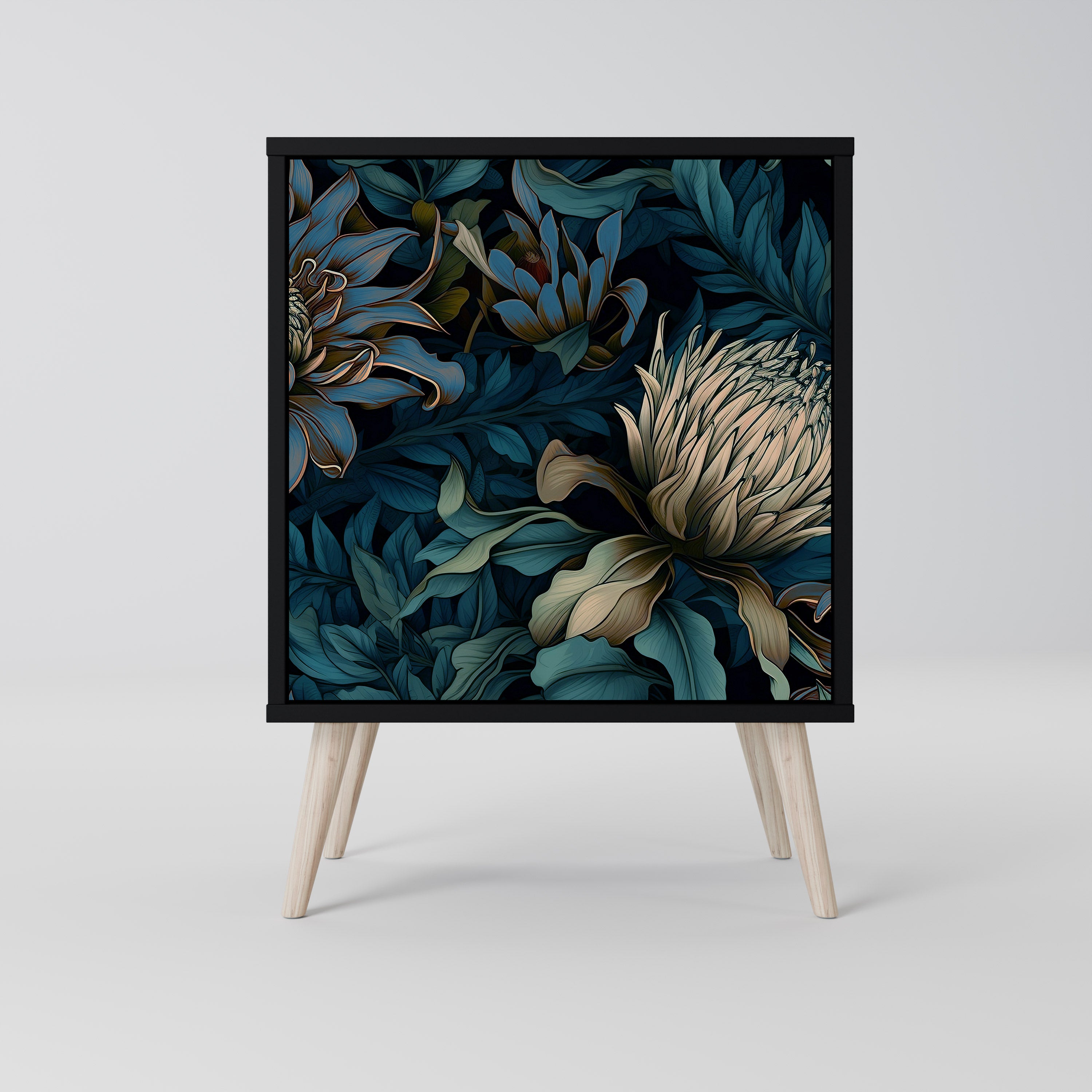 Aparador TWILIGHT BLOOM de 1 puerta en acabado negro