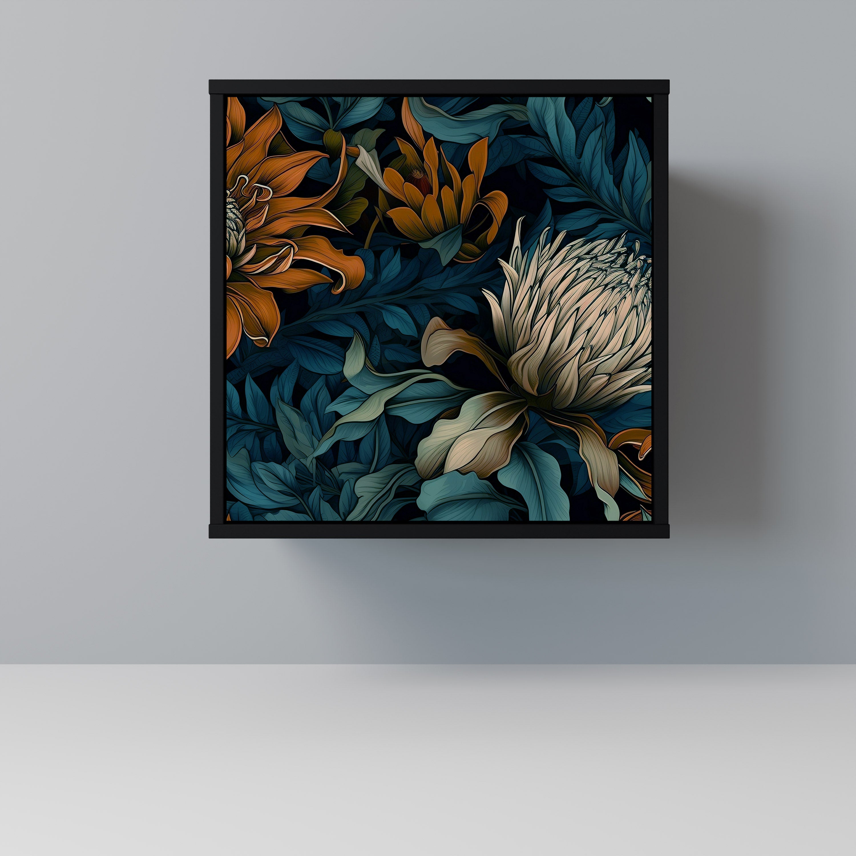 Aparador MORNING BLOOM de 1 puerta en acabado negro