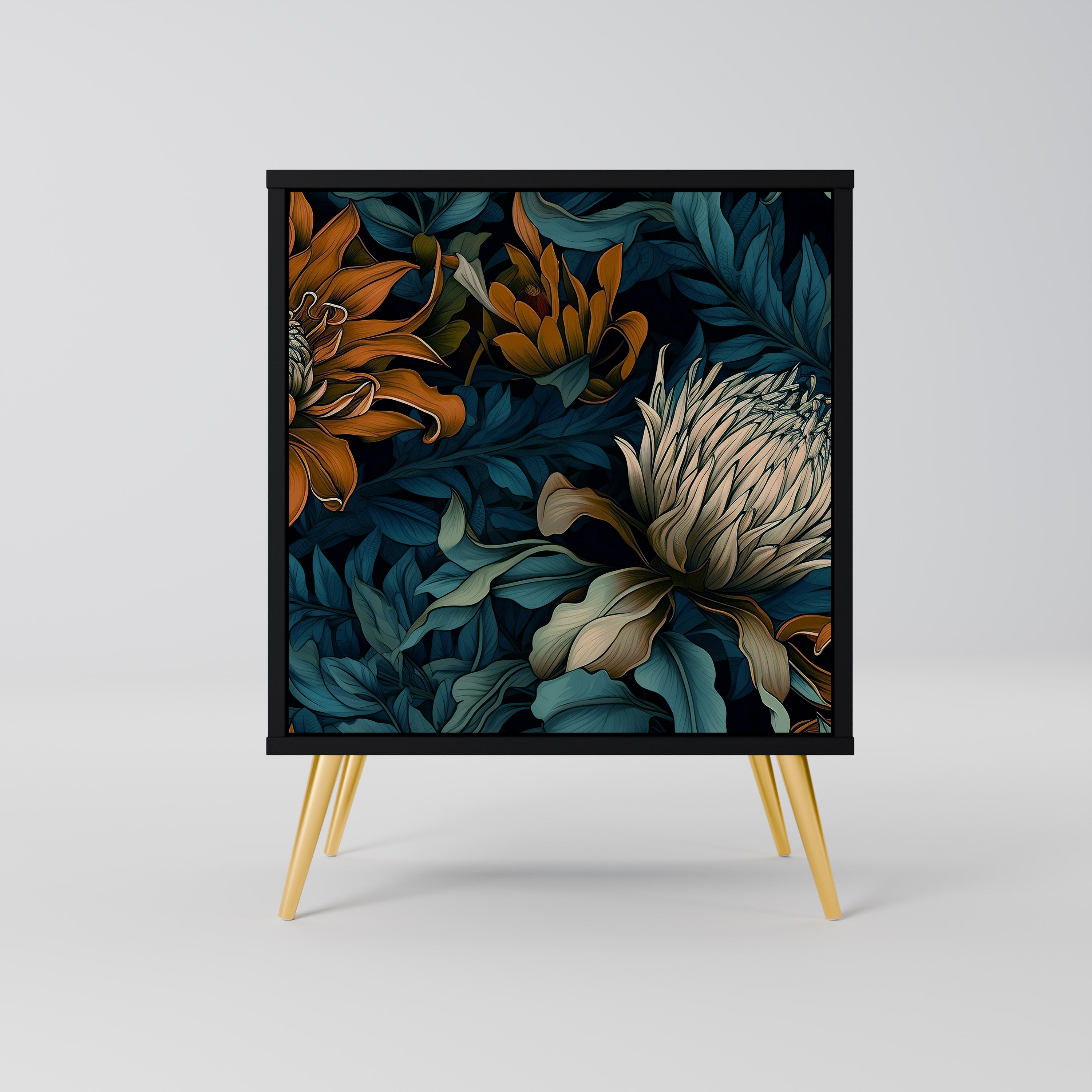 Aparador MORNING BLOOM de 1 puerta en acabado negro