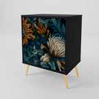 MORNING BLOOM 1-Door Sideboard in Black Finish