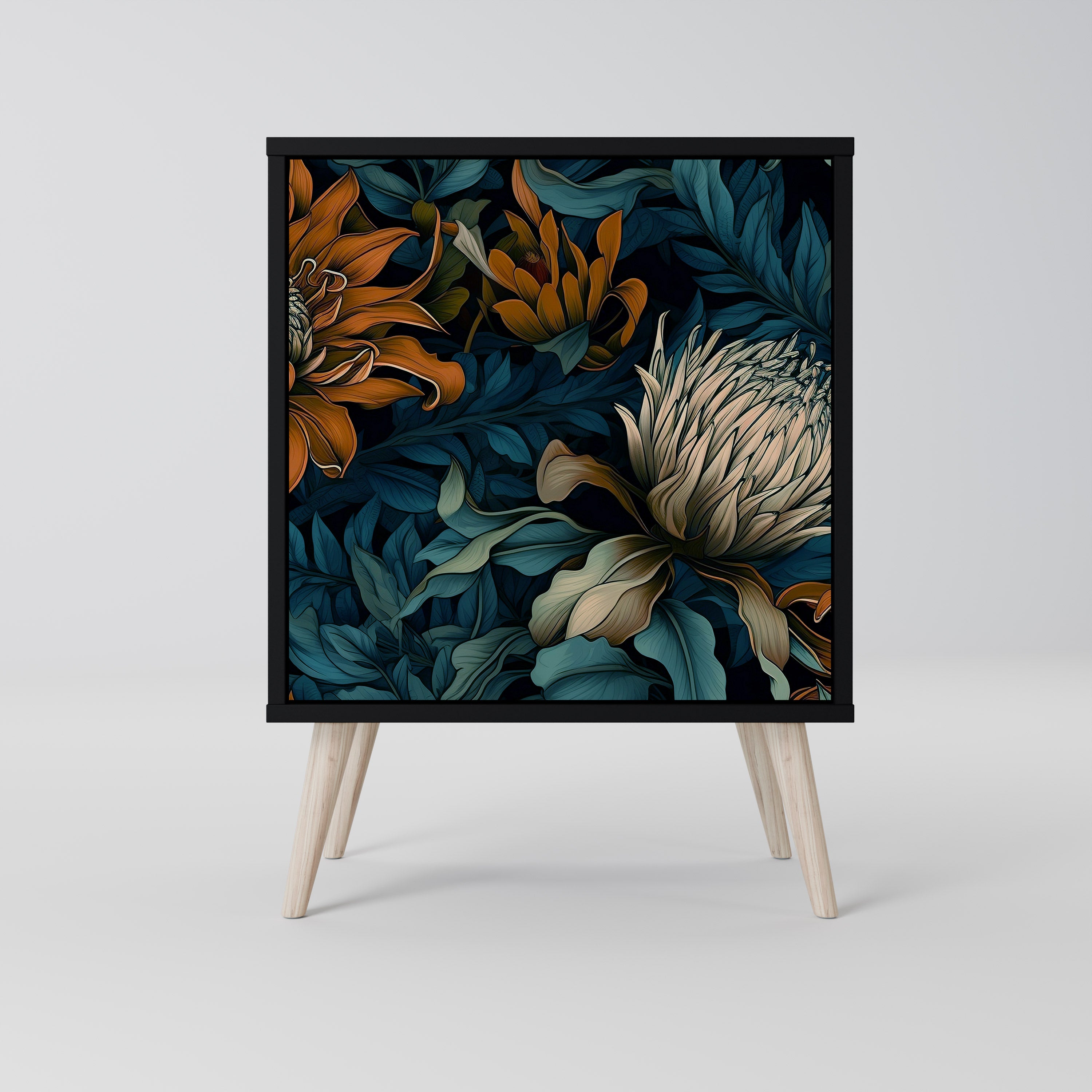 Aparador MORNING BLOOM de 1 puerta en acabado negro