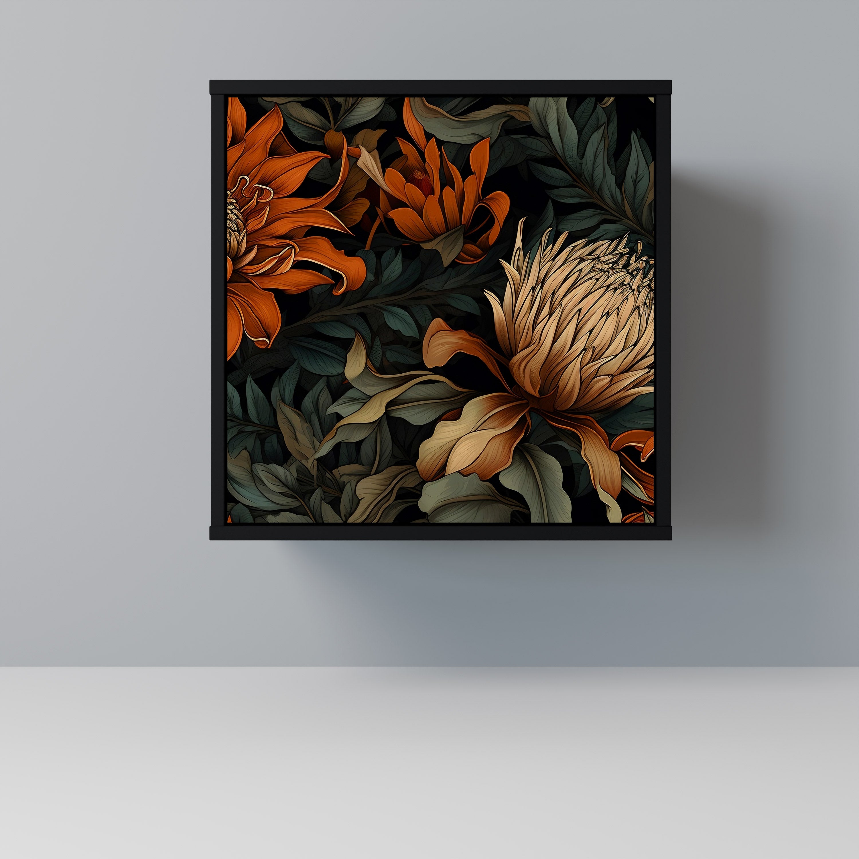 Aparador DAWN BLOOM de 1 puerta en acabado negro