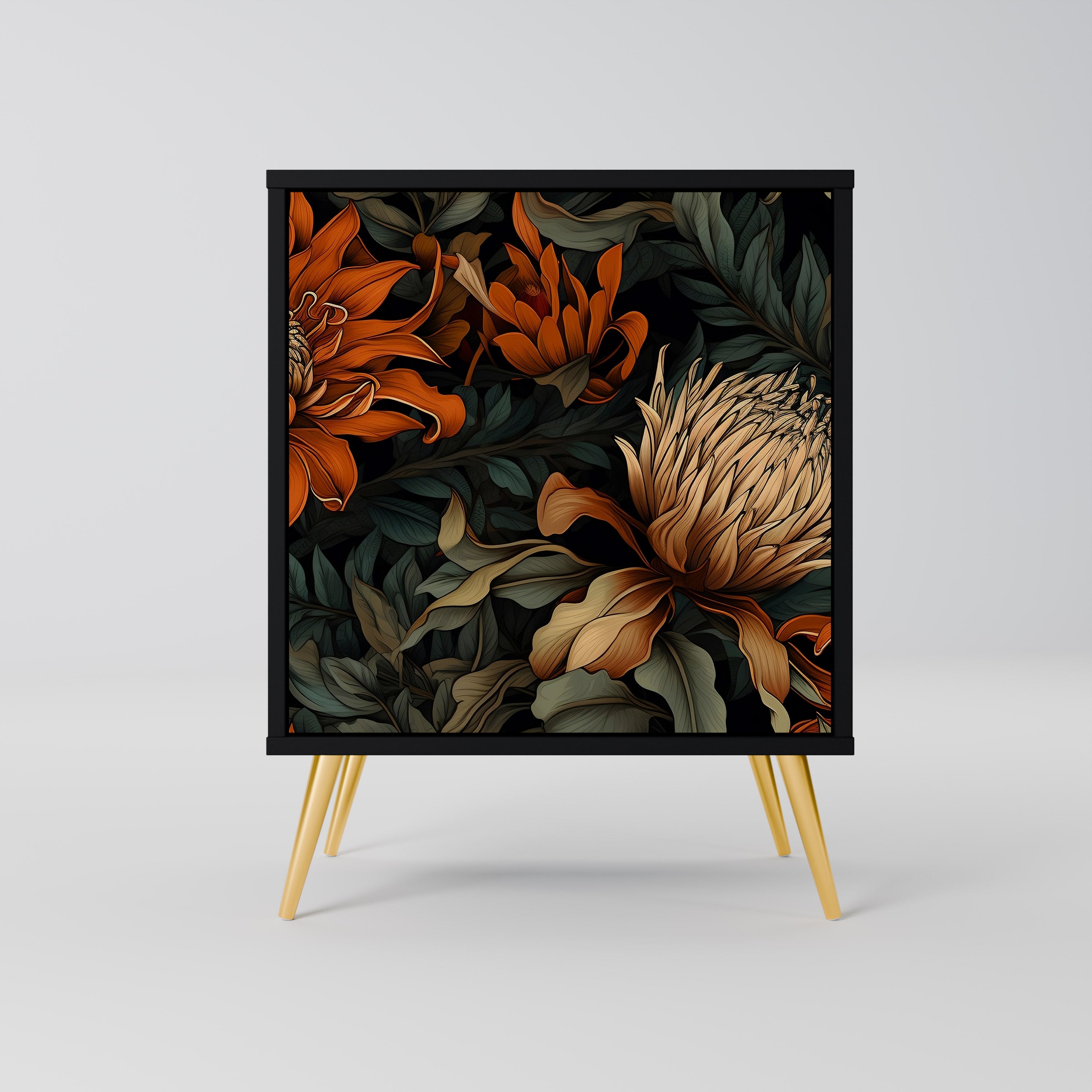 Aparador DAWN BLOOM de 1 puerta en acabado negro